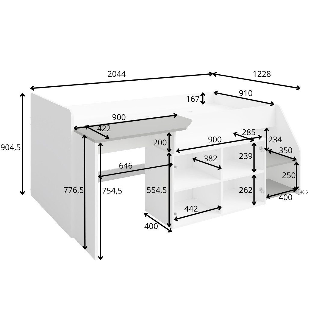 INOSIGN Kinderbed Jeugd kamer set Durango - 3 in 1: Bed, bureau, commode