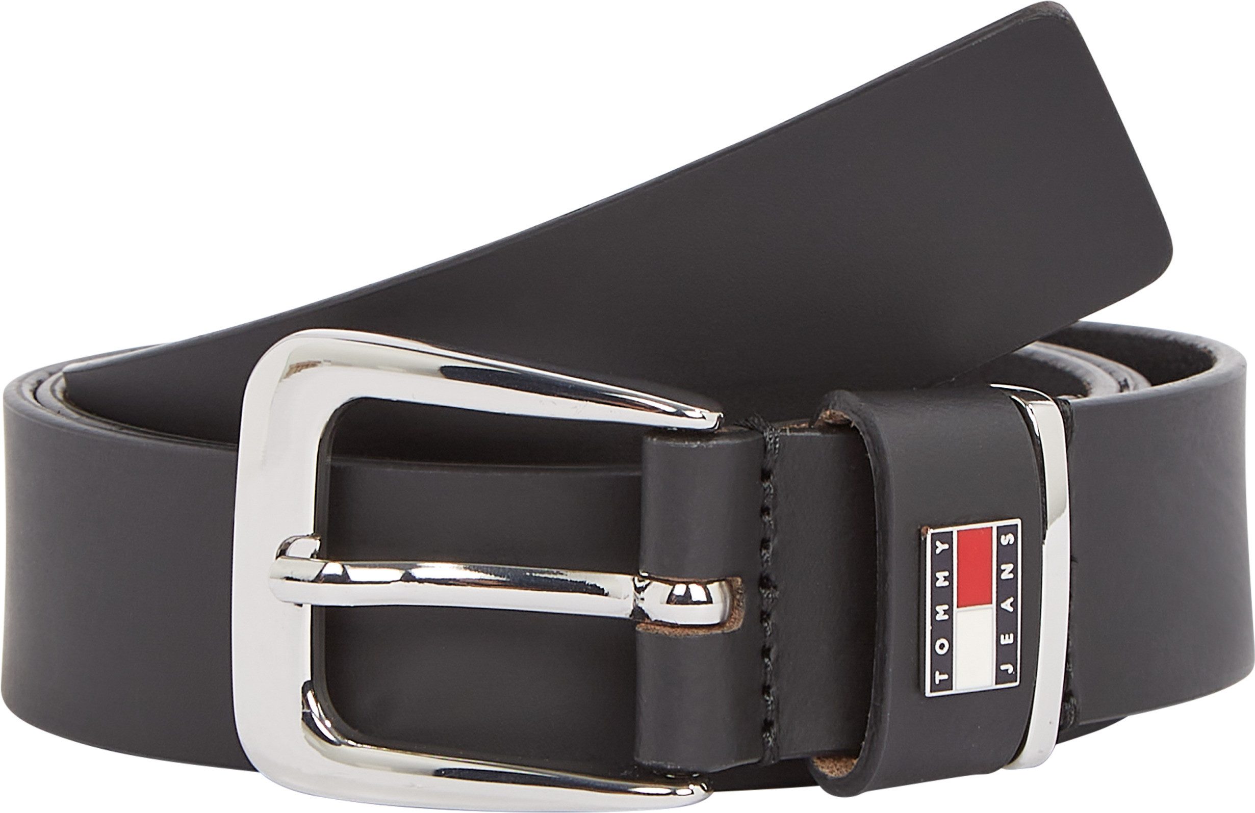 TOMMY JEANS Leren riem TJW HERITAGE 3.0 Eenvoudige doornsluiting metalen patch