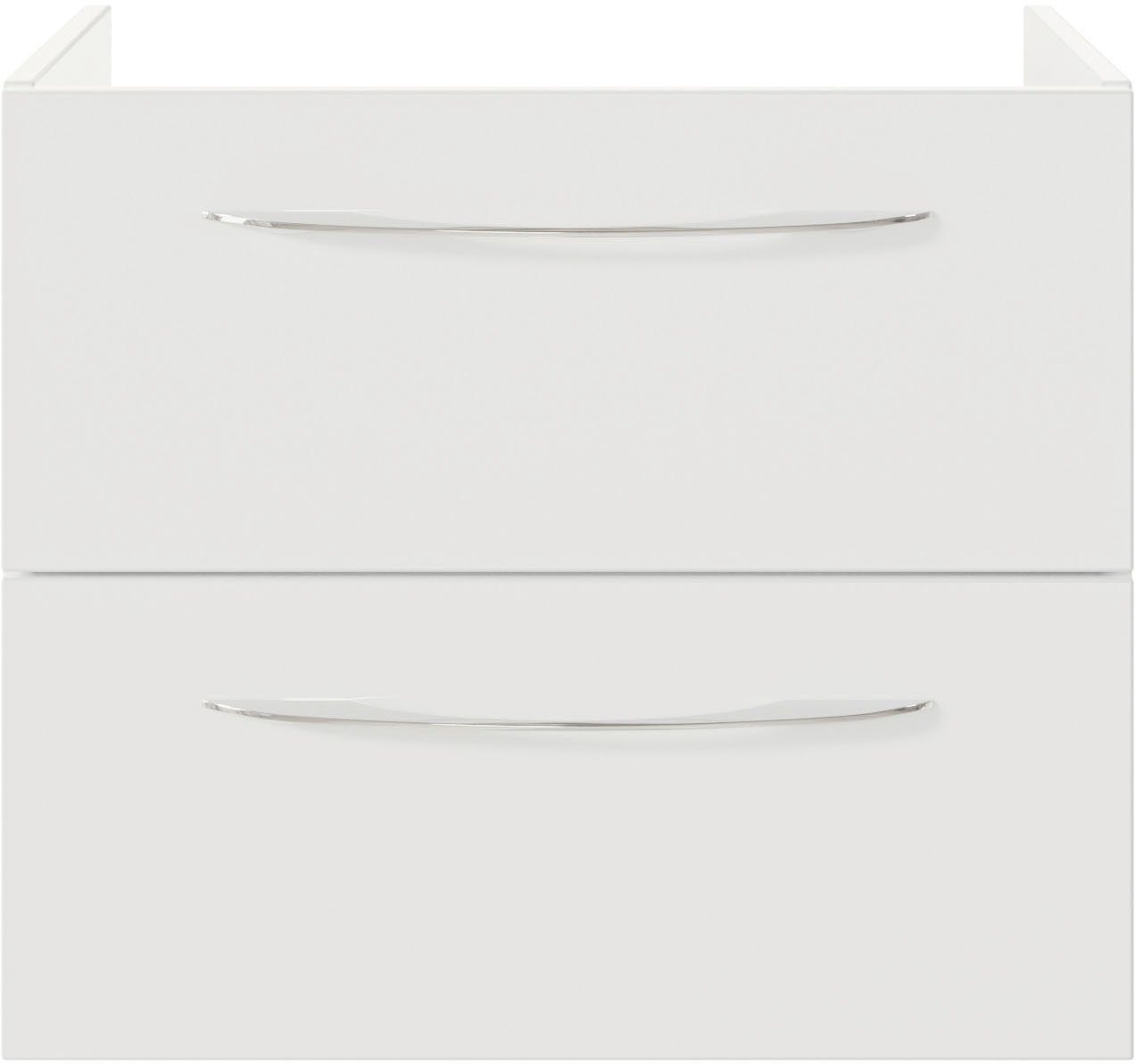 Saphir Wastafelonderkast Serie 4035 keramieken opzetwasbak met onderkast, 88 cm breed Wasplaats met 2 lades, schapvakken, handgrepen in chroom glans