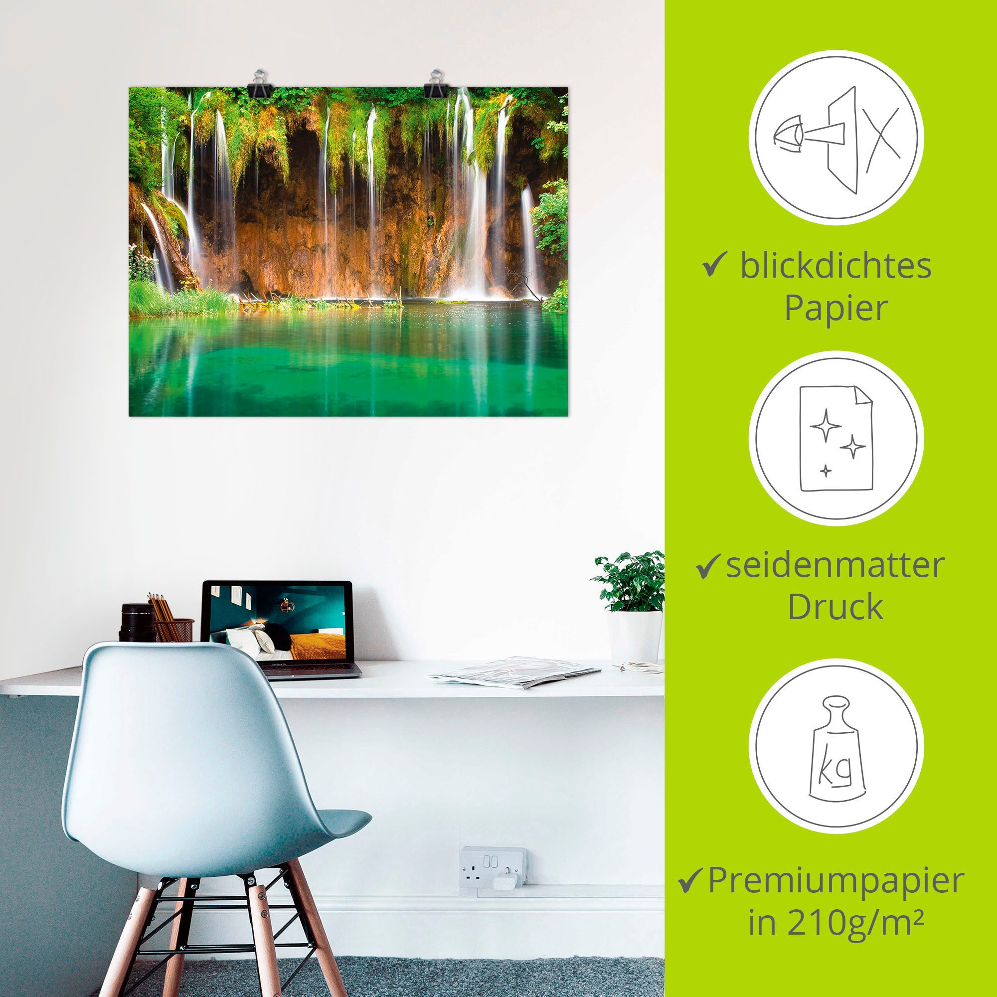 Artland Artprint Mooie waterval in het bos als artprint op linnen, poster in verschillende formaten maten