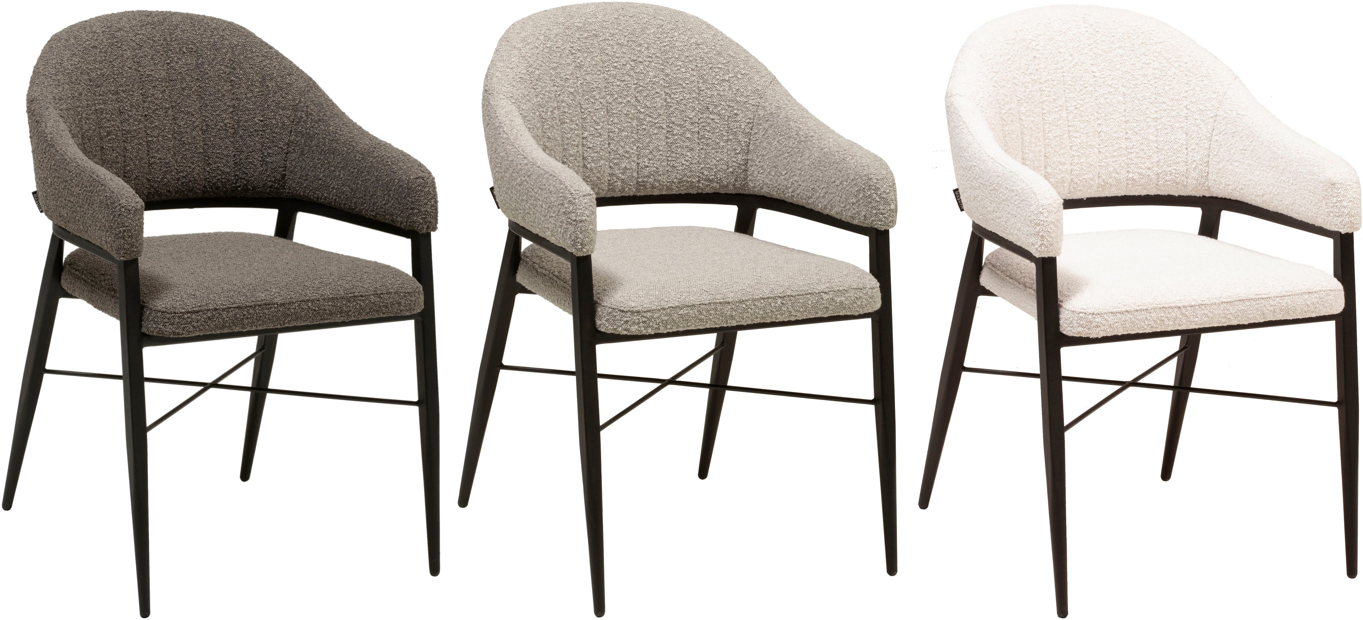 OMG Design Stoel met armleuningen Roma comfortabele eetkamerstoel, gestoffeerde stoel met bouclé bekleding