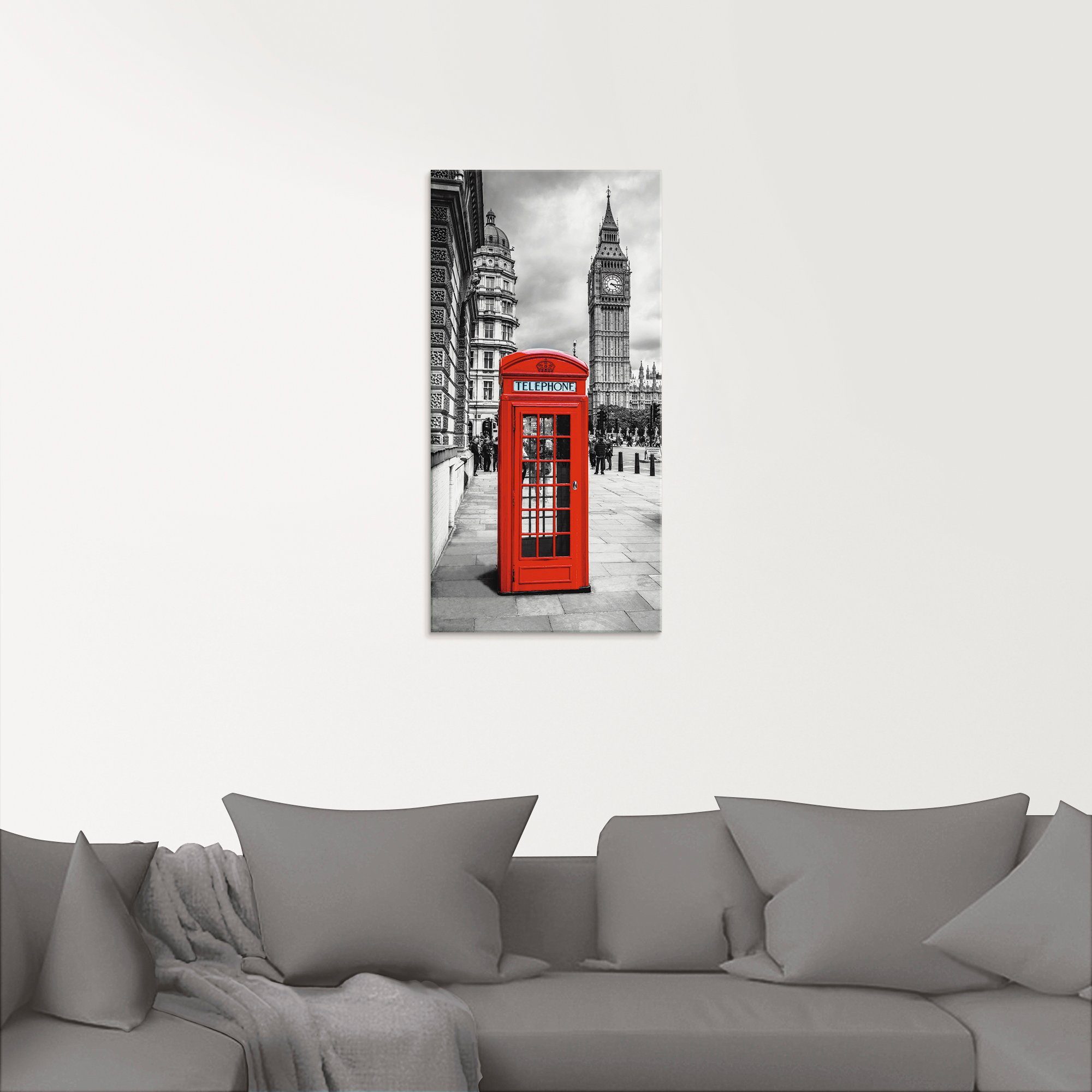 Artland Print op glas London telefooncel I in verschillende maten