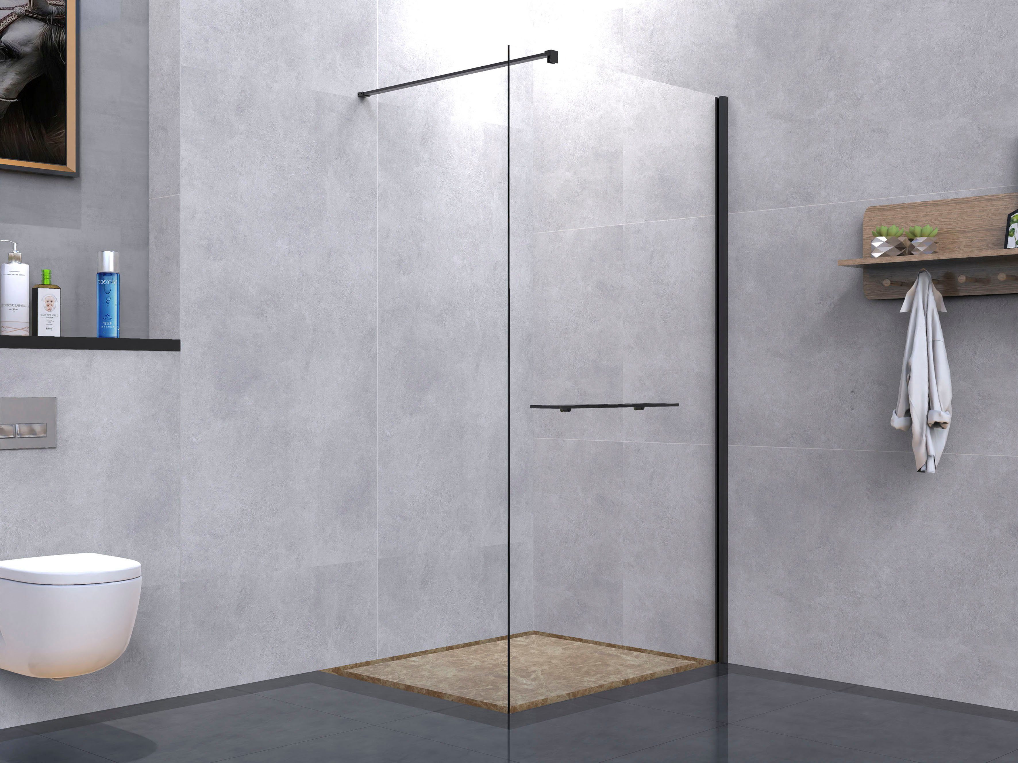 welltime Walk-in-douche Plus Douchewand inclusief planchet met handdoekhouder, met...