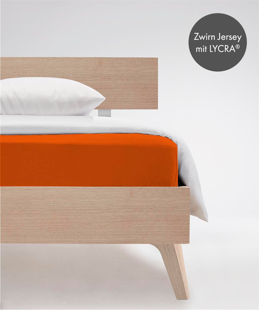 fleuresse Hoeslaken Comfort duurzaam & kreukvrij, perfecte pasvorm door power-stretch (1 stuk) hoeslakens maat 180 cm x 200-220 cm oranje