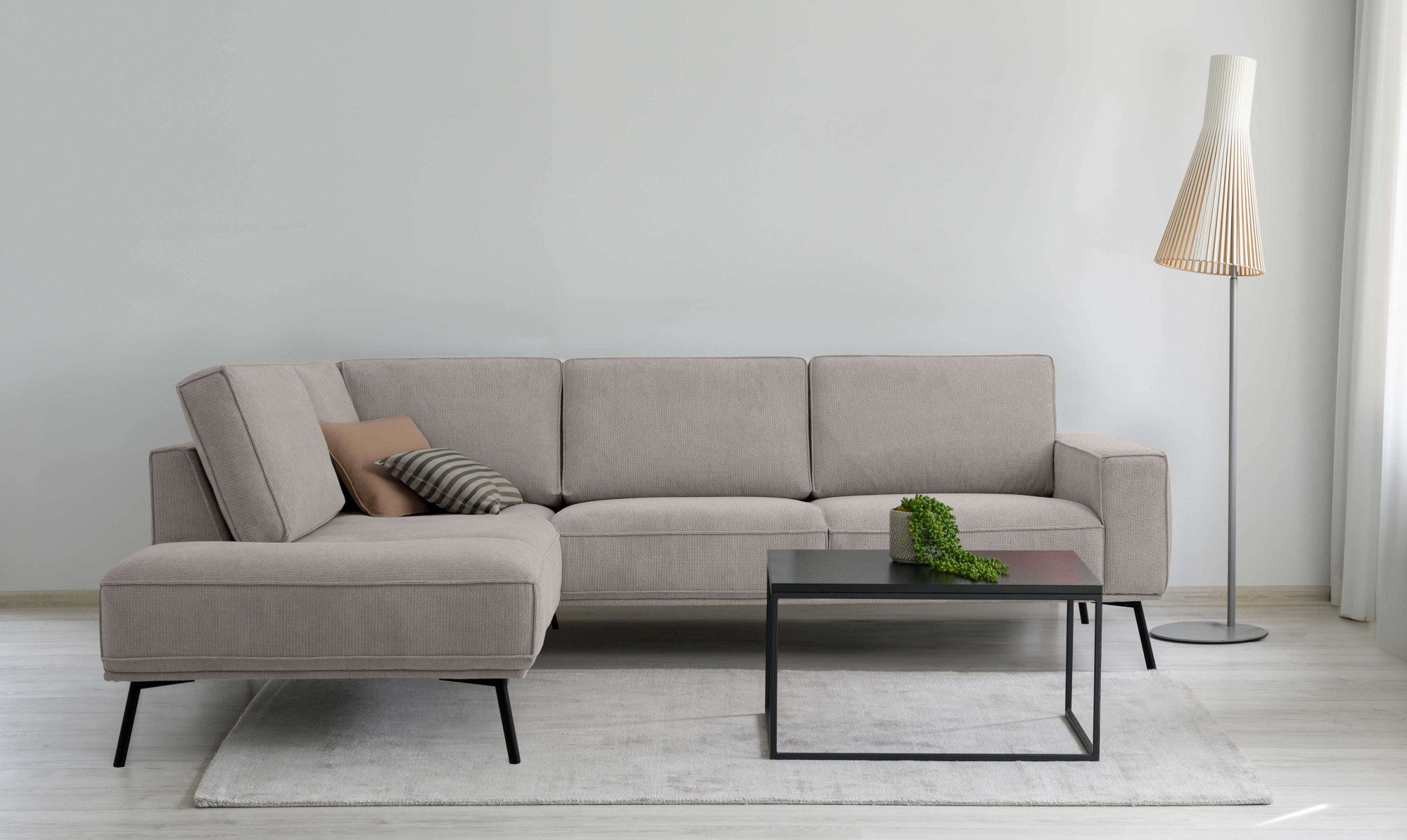 andas Hoekbank Vosby Breedte 260 cm, chenille, met decoratieve kedernaad