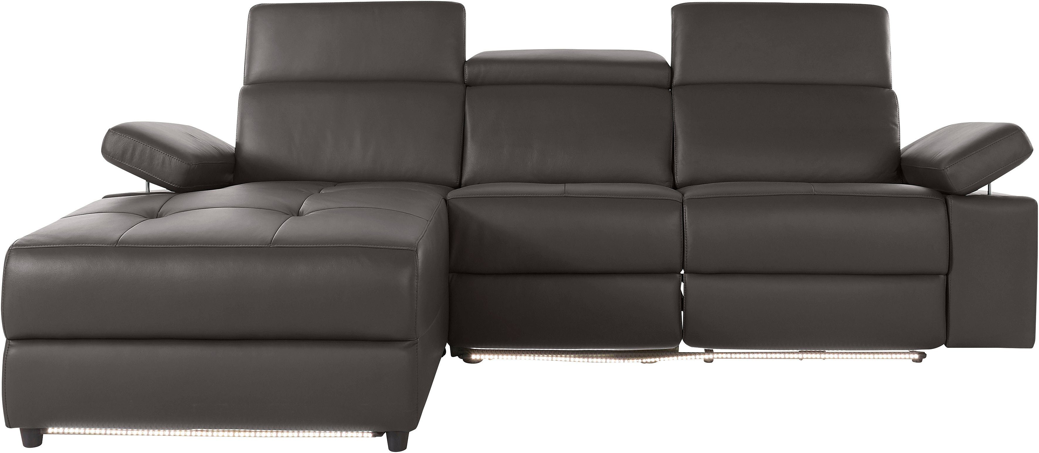 Places of Style Hoekbank Kilado, L-vorm, met relaxfunctie, verstelbare armleuning, verstelbare hoofdsteun bruin, hoekbanken, 259 cm