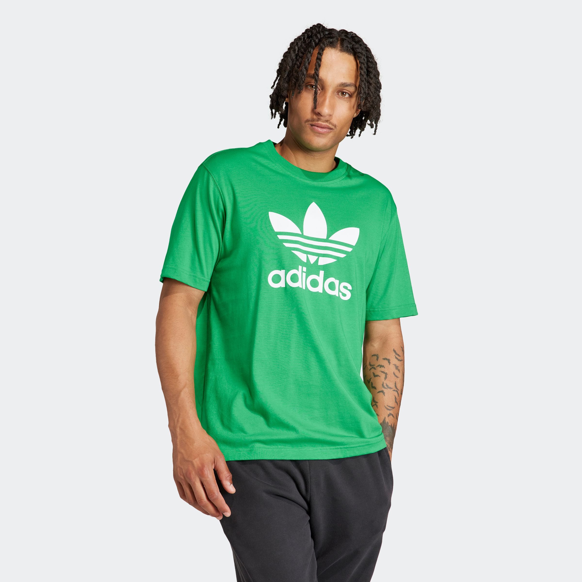 adidas Originals T-shirt TREFOIL T-SHIRT Basic shirt met grote trefoil logoprint heren t-shirts maat S groen