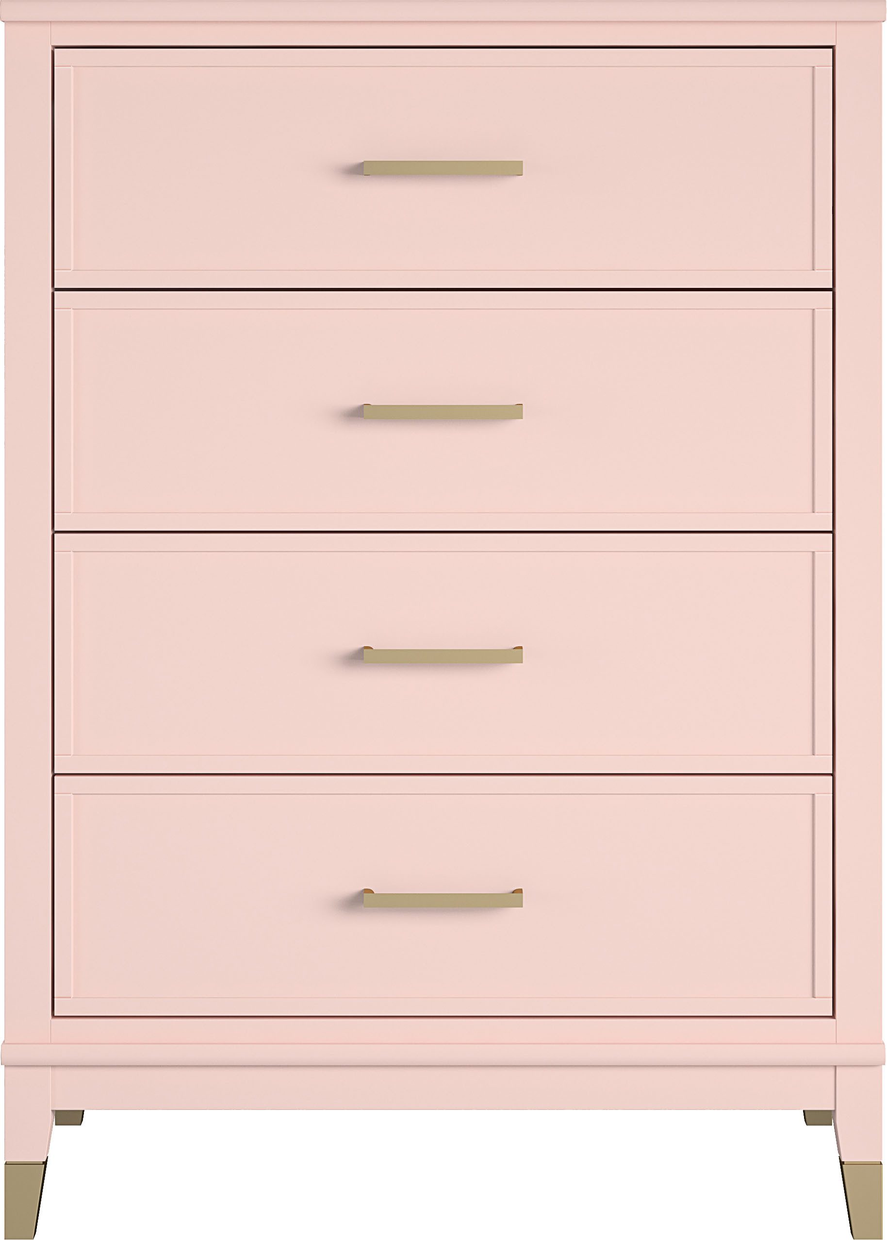CosmoLiving by Cosmopolitan Kast Westerleigh met 4 laden, mdf, poten van massief hout, hoogte 106 cm, breedte 76 cm