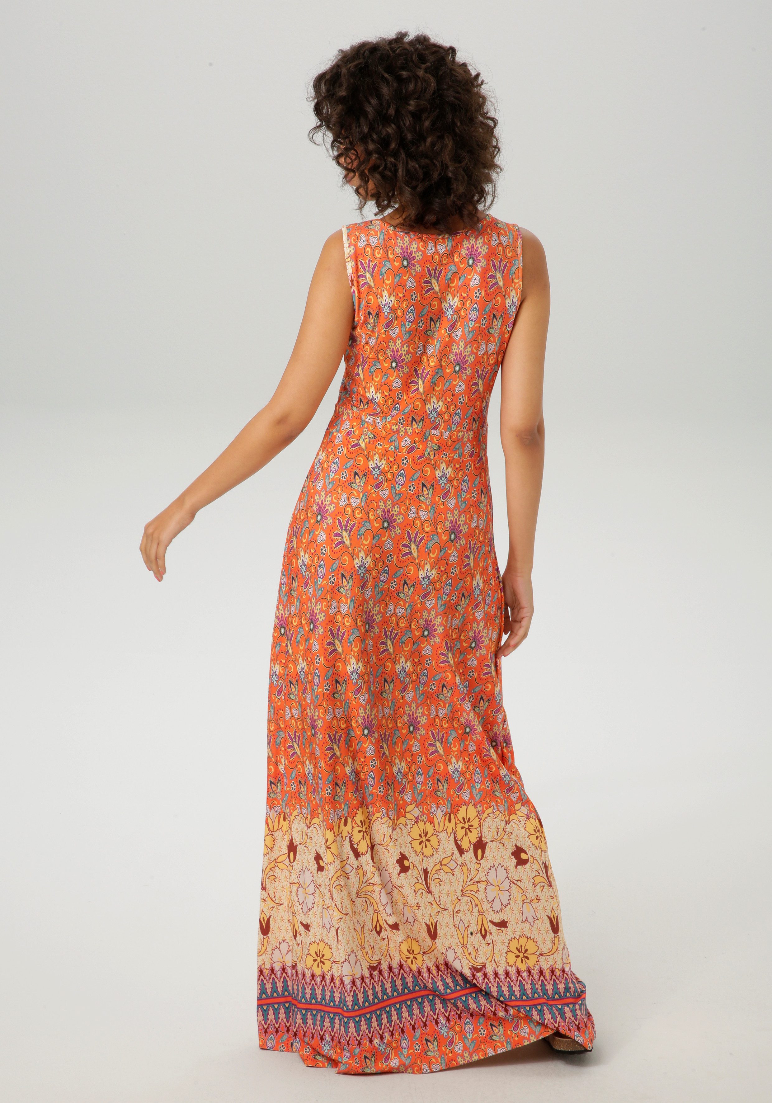 Aniston CASUAL Zomerjurk met kleurharmonische bloemenprint en rand aan de zoom - nieuwe collectie