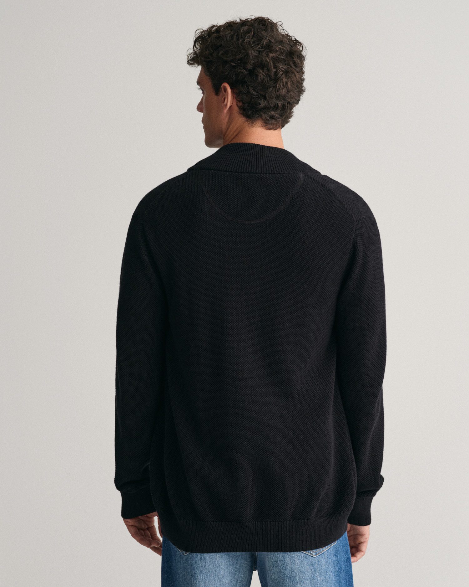 Gant Vest COTTON PIQUE ZIP CARDIGAN met logoborduursel op borsthoogte
