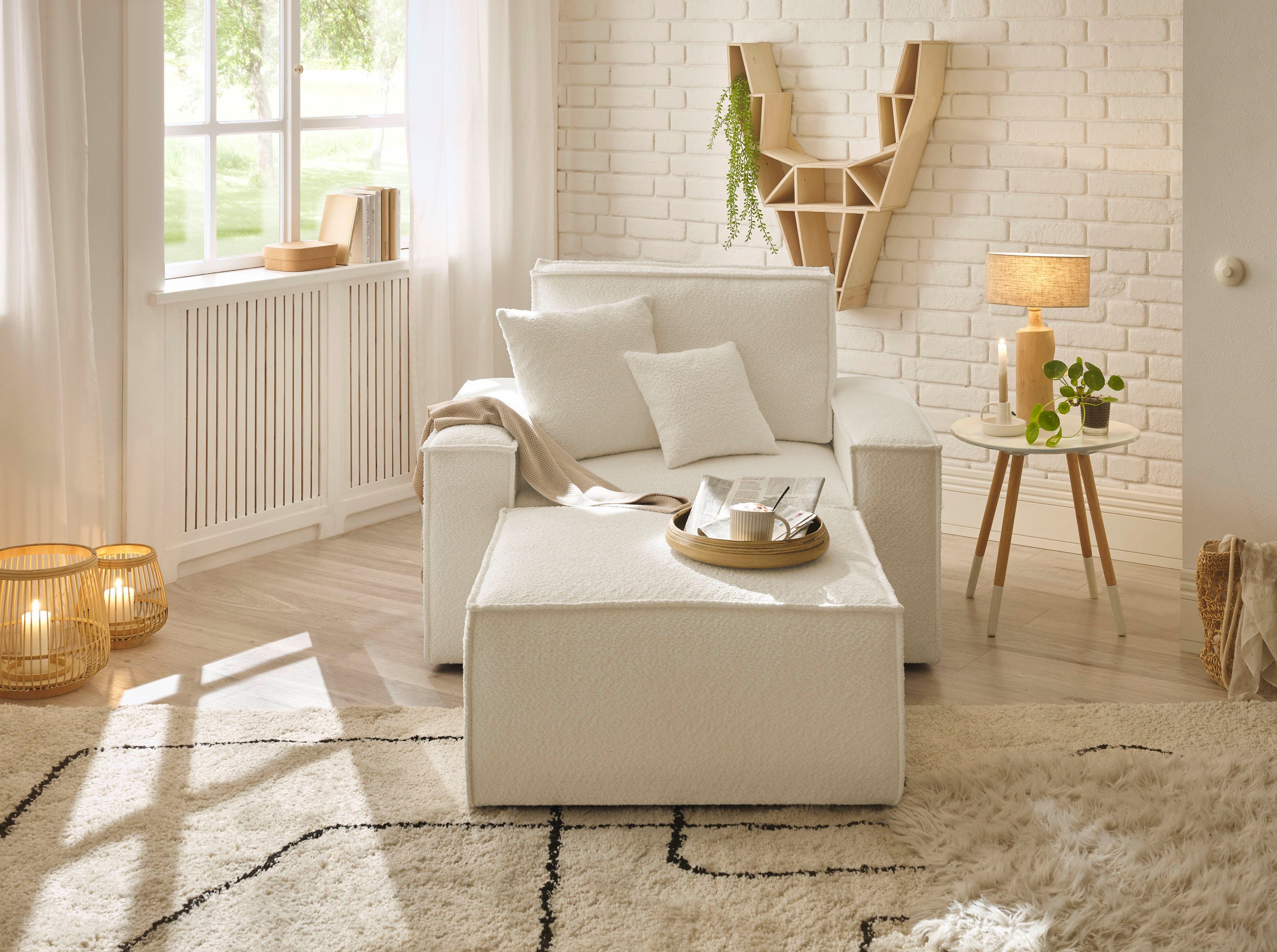 andas Loveseat Finnley Loveseat en hocker als set, passend bij de bekleding-serie Finnley (2-delig)