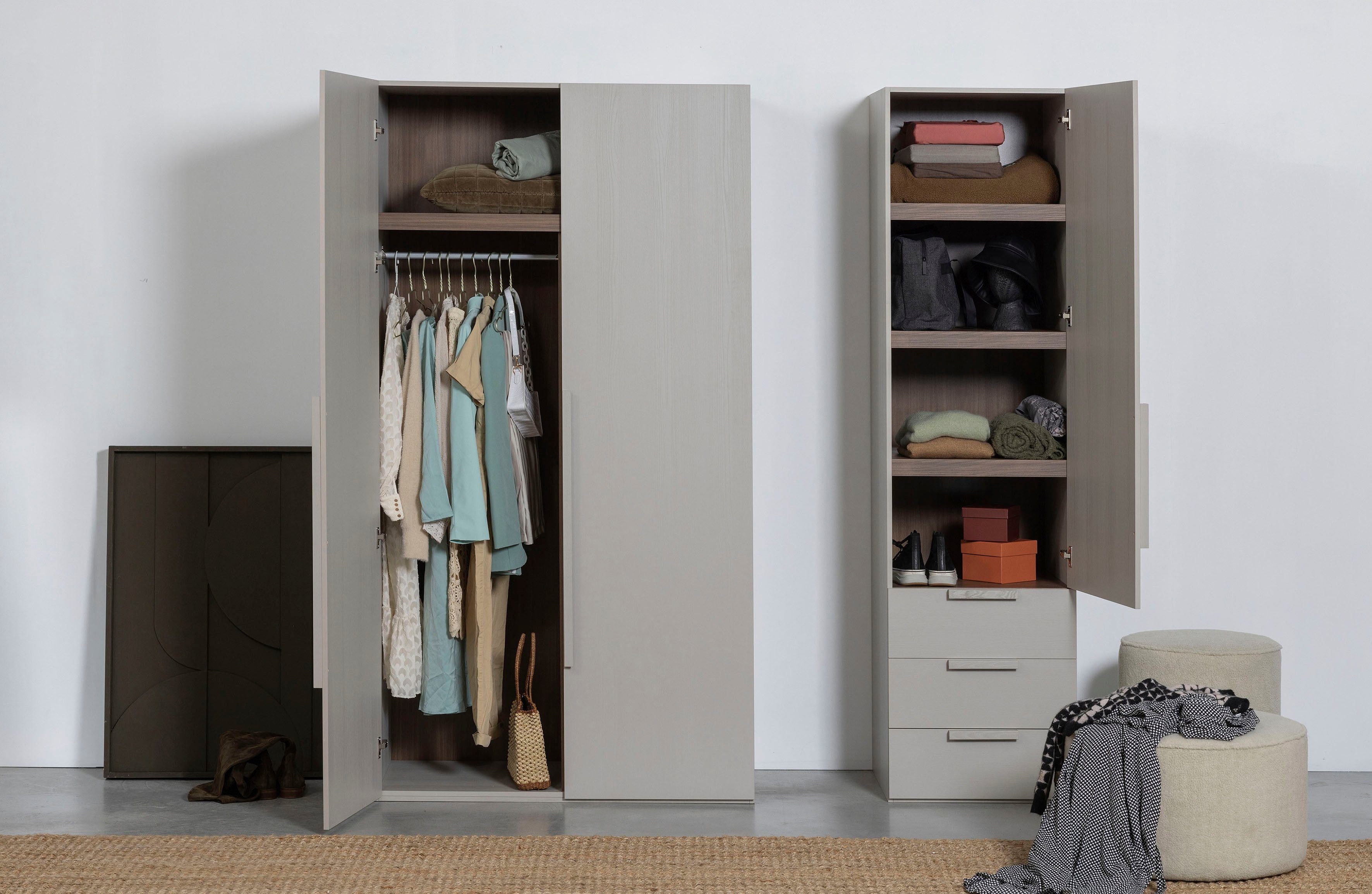 WOOOD Kledingkast Rens van notenhoutdecor, veel opbergruimte, hoogte 210 cm