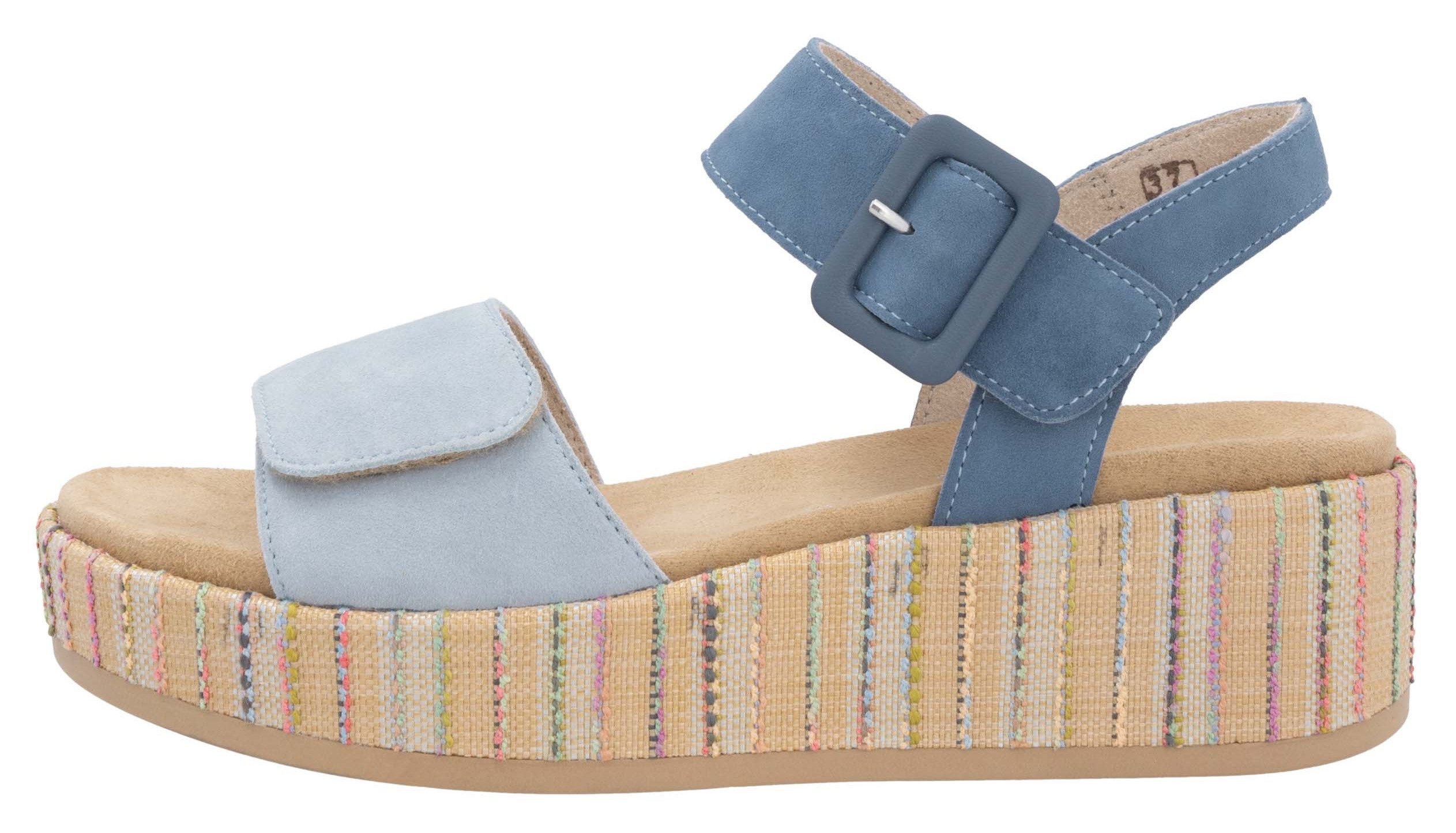 Remonte Sandaaltjes Elisabeth Hurley-Collection Sleehak, zomerschoen, sandaal met bandjes en bekleed plateau