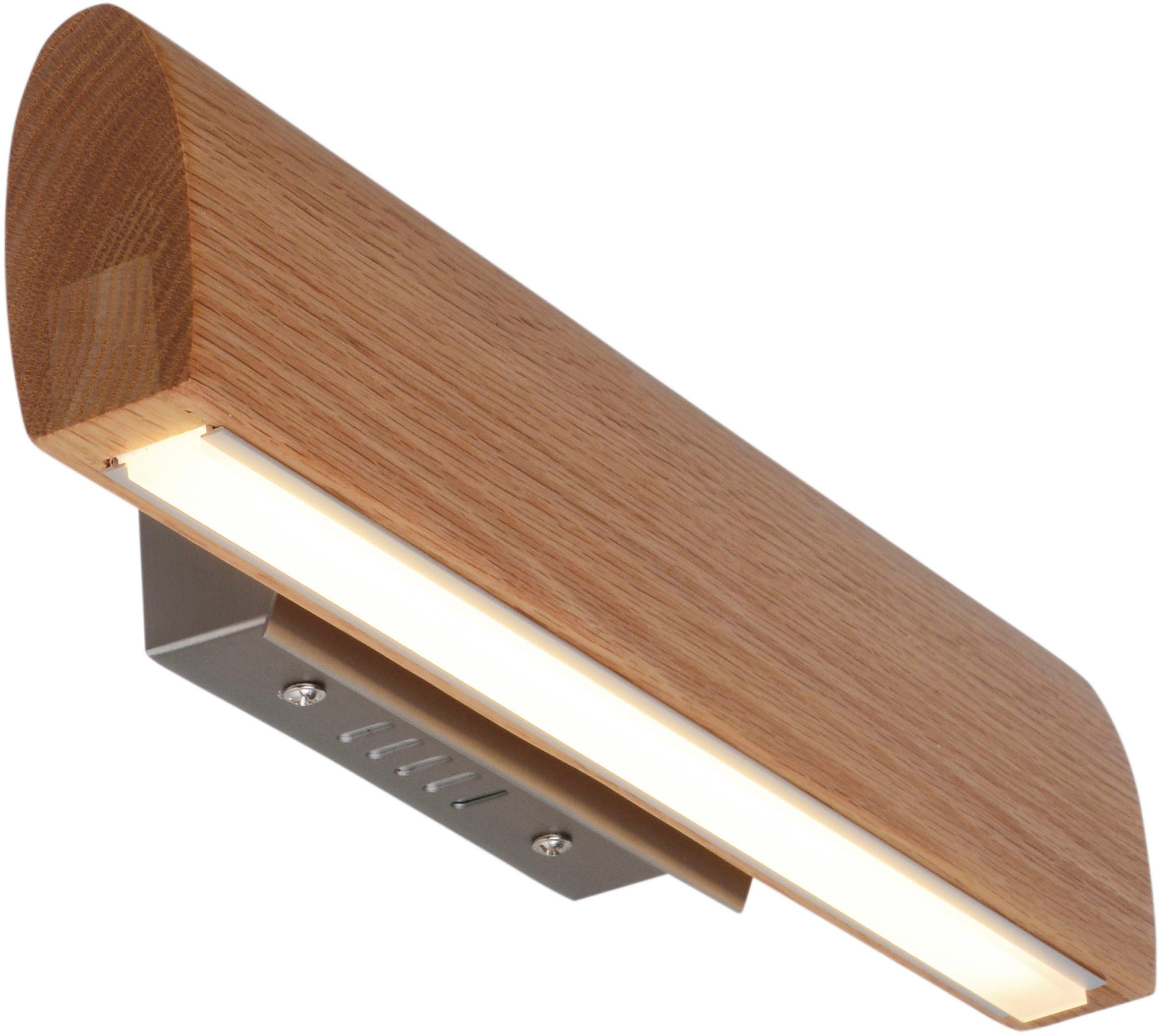näve Led-wandlamp Rondo Lampenkap eikenhout, L: 35cm, warm wit licht, afgeronde vorm (1 stuk)