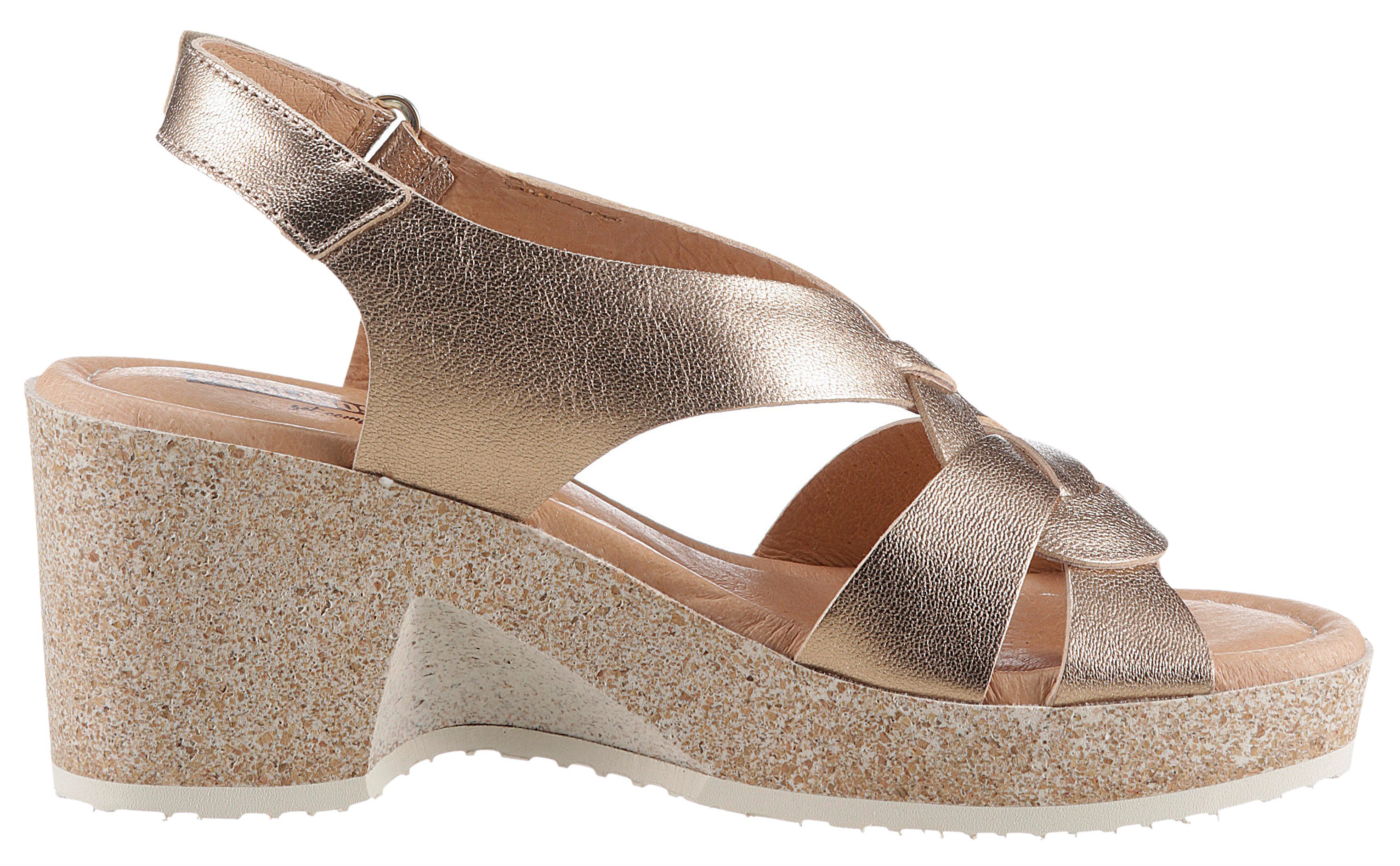 PIKOLINOS Sleehaksandaaltjes ARENALES , zomerschoen, sandaal, sleehak, in glanzende metallic-look