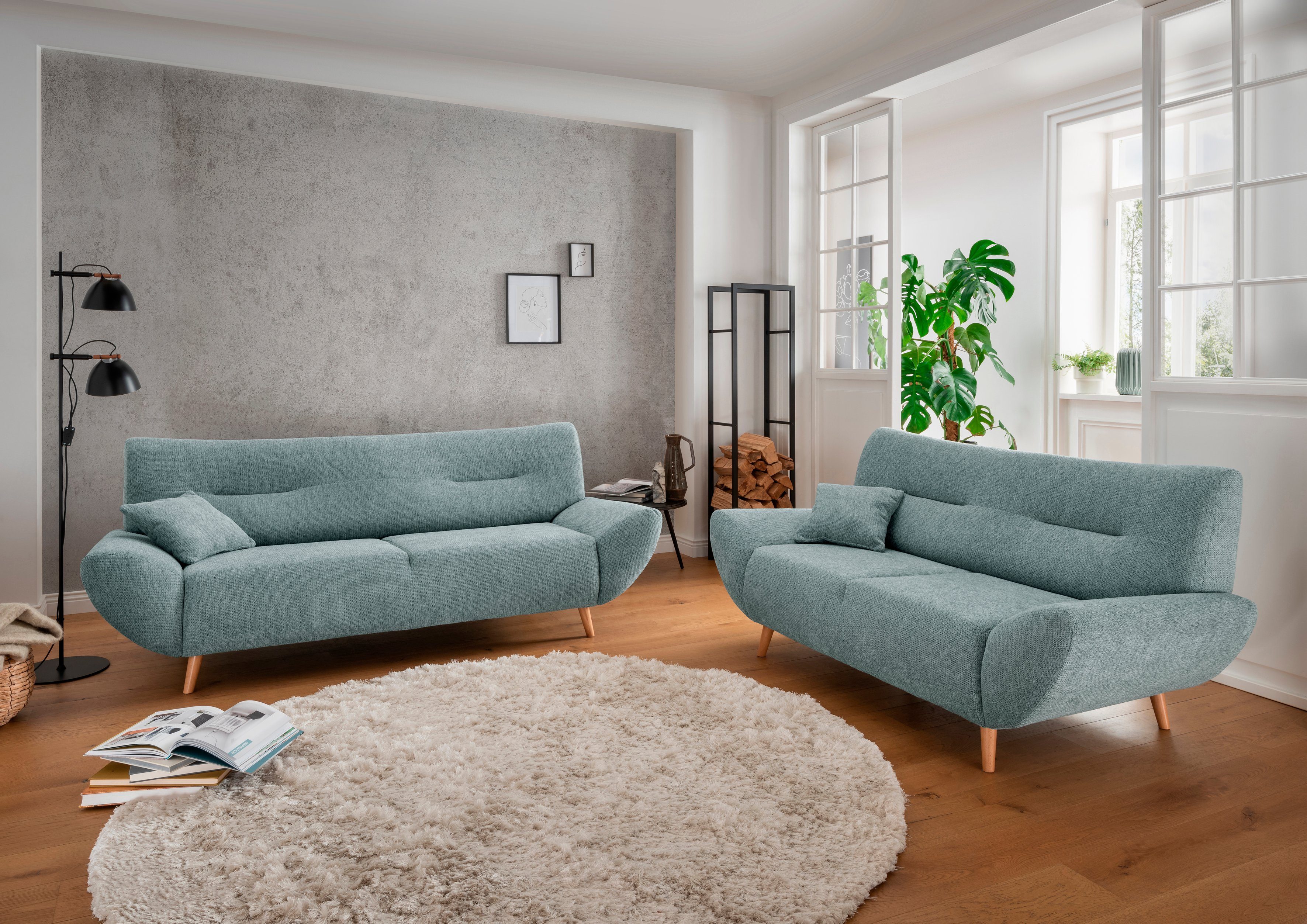 INOSIGN 2-zitsbank Drago elegant en tijdloos, comfortabel, houten voet