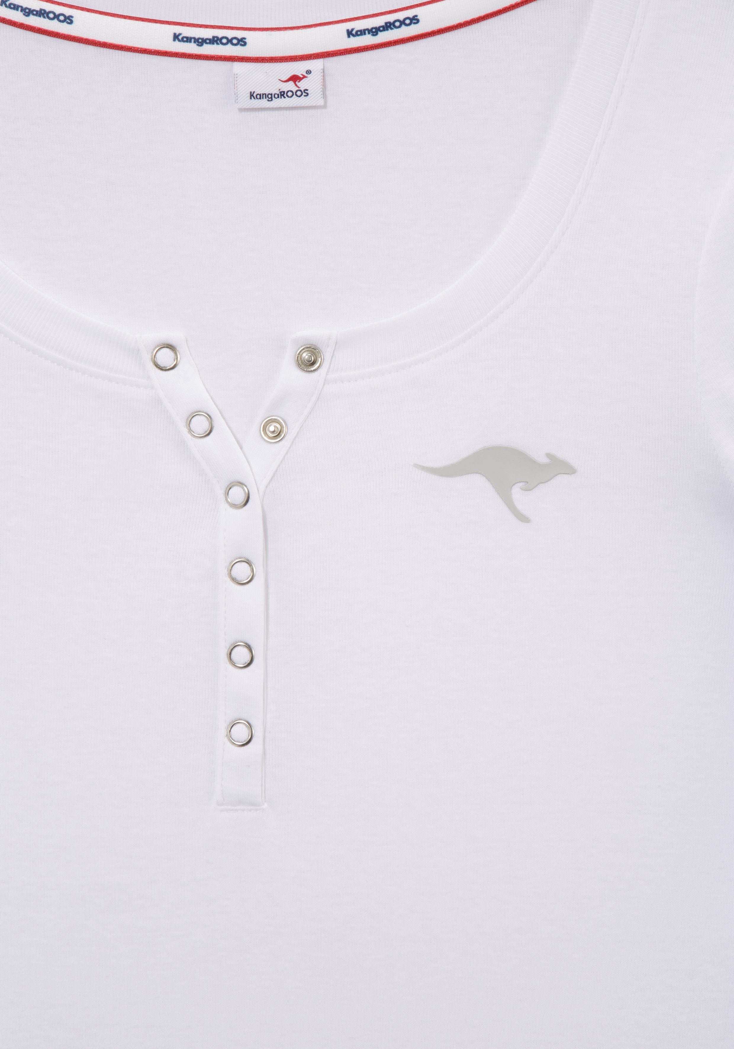 KangaROOS Shirt met lange mouwen oprolbare mouwen, figuurvolgende snit, met logoprint