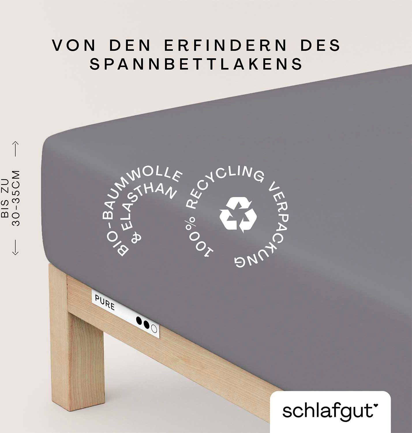 Schlafgut Hoeslaken PURE biologische katoen met elastaan, rekbaar en ondoorzichtig, strak, bedlakens (1 stuk) hoeslakens maat 120-130 cm x 200-220 cm