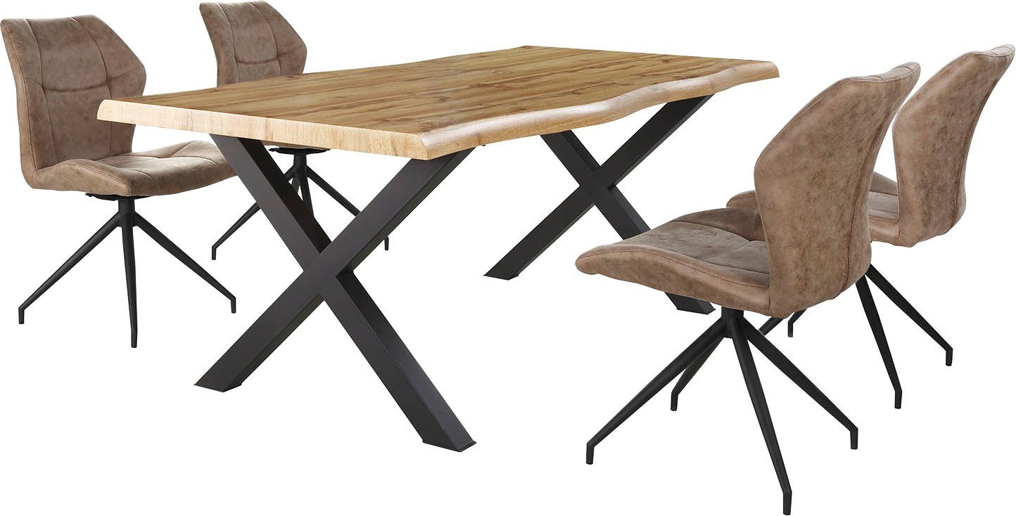 Jockenhöfer Gruppe Eettafel Marlon gebogen boomstam look en zwart onderstel