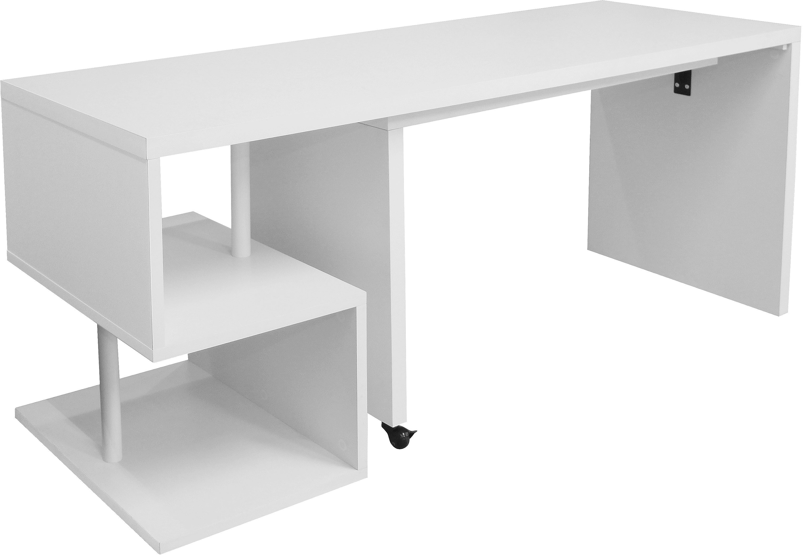 Places of Style Bureau Lopar, hoekbureau , rolbaar tafel-element, ruime werkruimte, hoek 180x129 cm