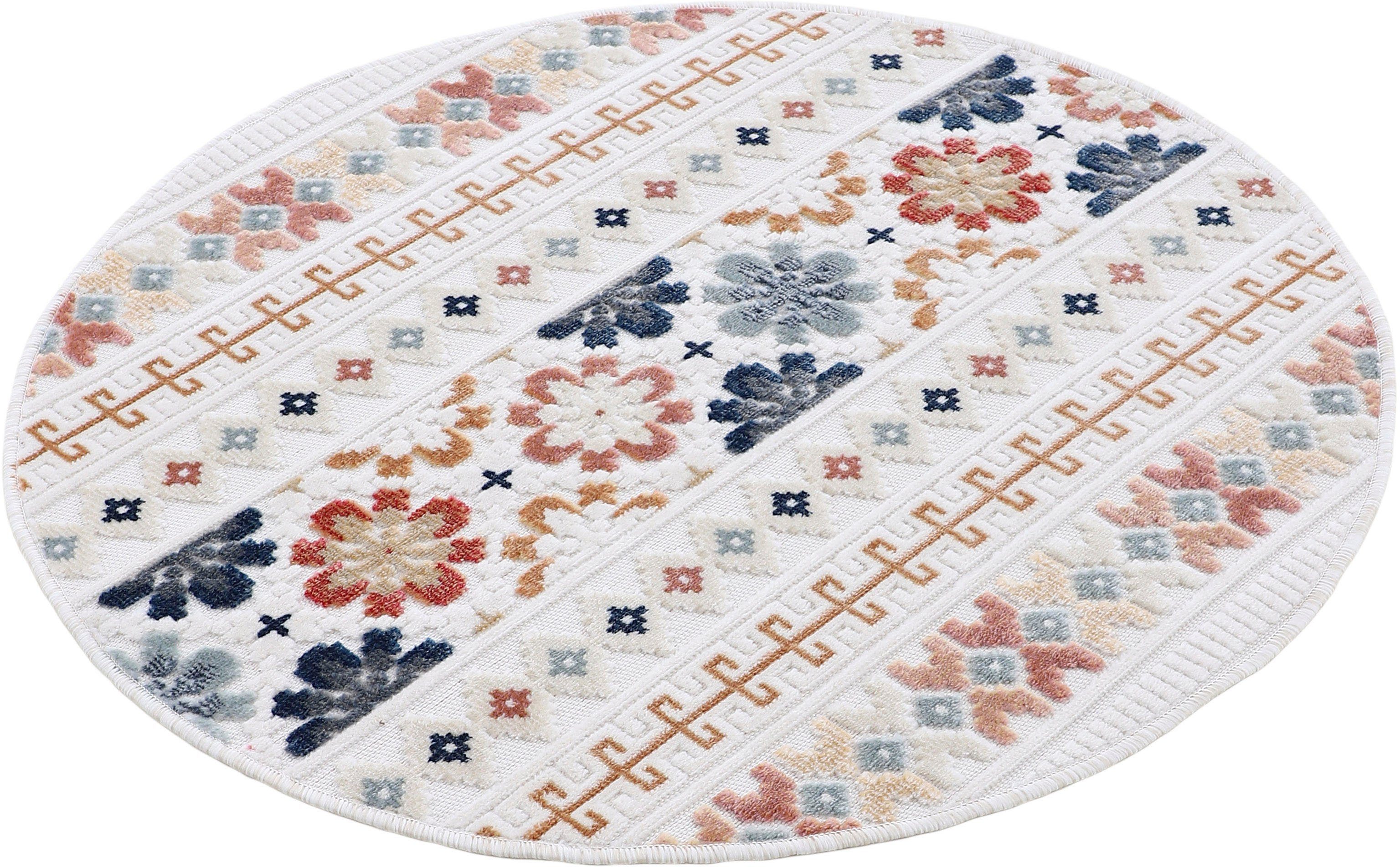 carpetfine Vloerkleed Deja 103 robust vlakweefsel, motief - florale palmbladeren, hoog-laag effect