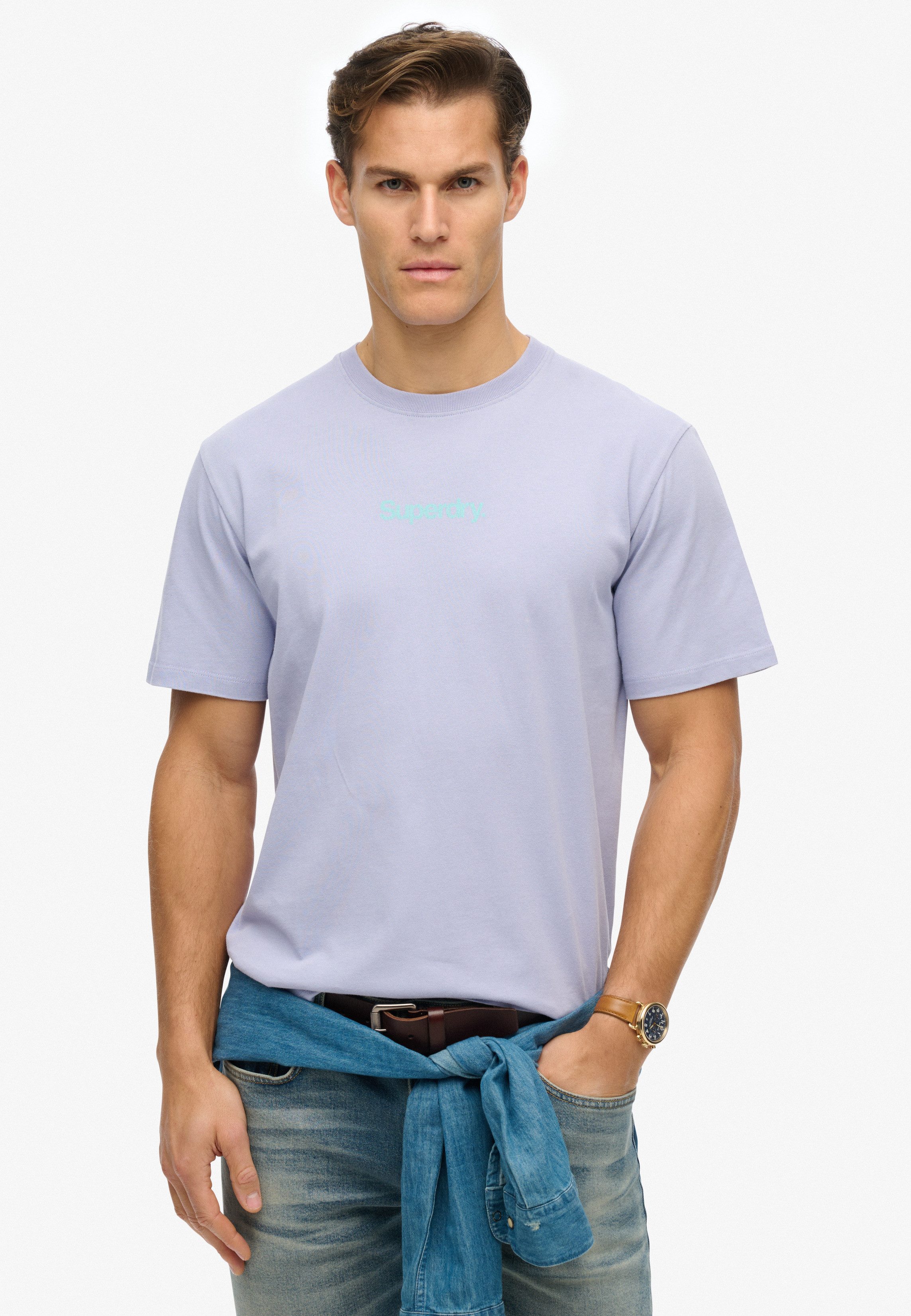 Superdry Shirt met ronde hals CORE LOGO CITY T SHIRT heren ronde hals maat XXXL paars
