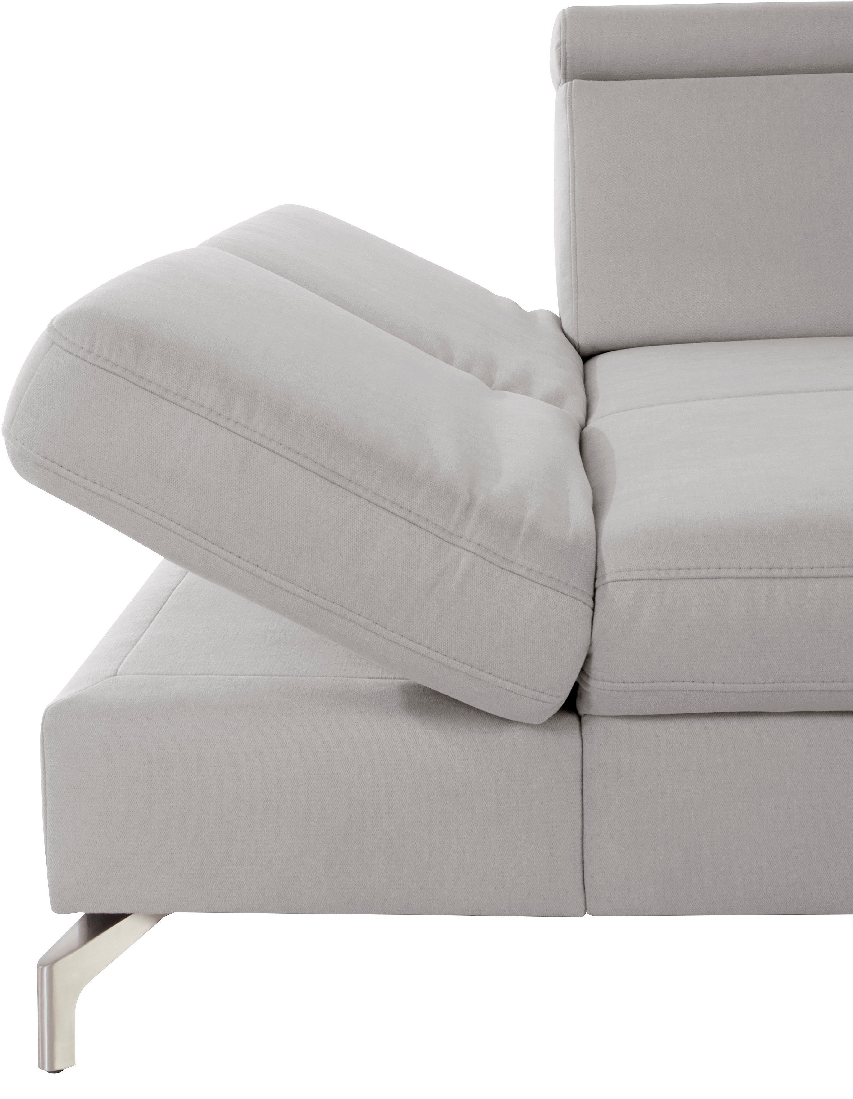sit&more Hoekbank Brisbane L-vorm Poothoogte 12 cm, inclusief verstelbare zitdiepte, armleuningen en hoofdeind