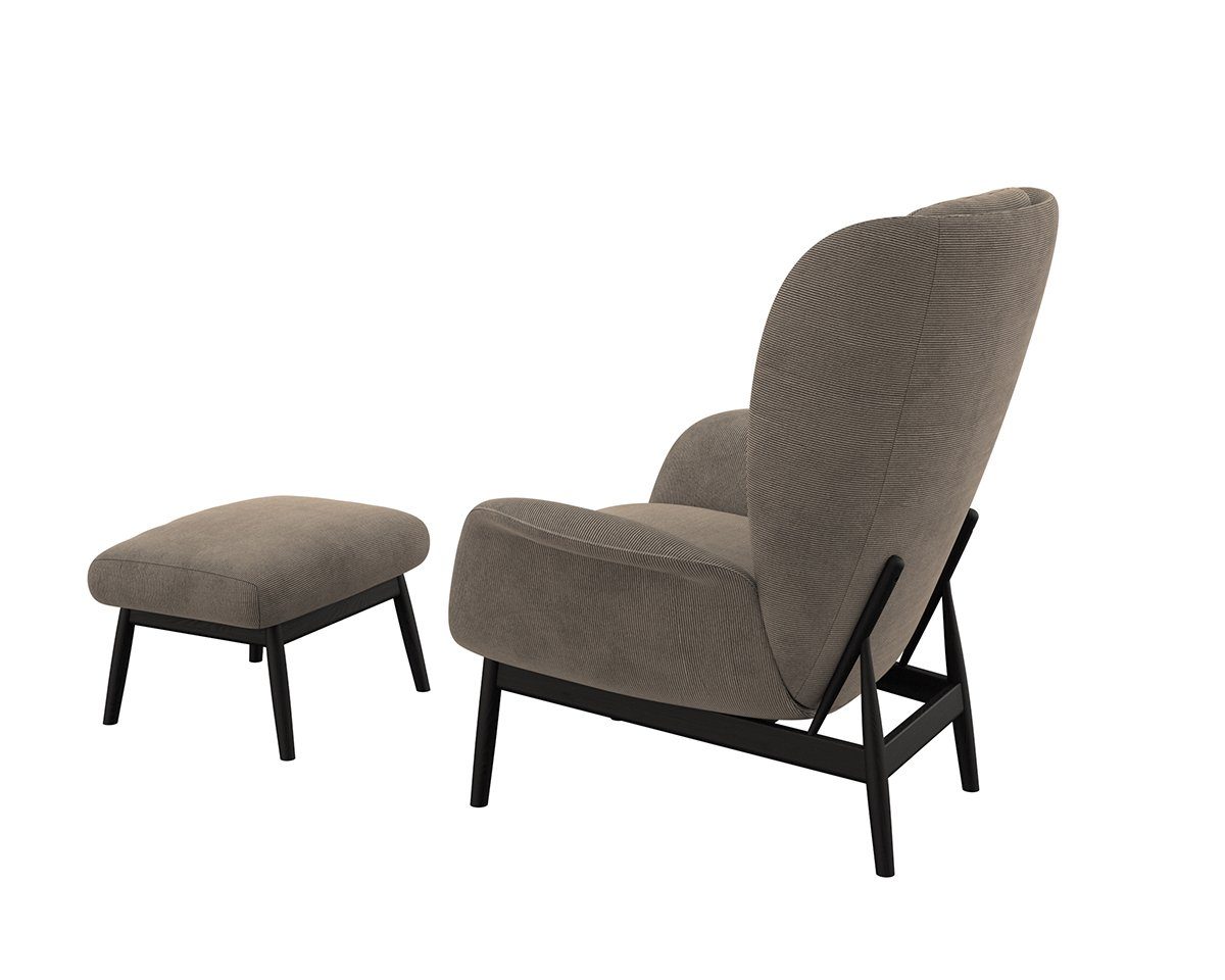 FLEXLUX Oorfauteuil Padova Stijl & comfort, organische vorm, geïntegreerde lendensteun, zwarte voet