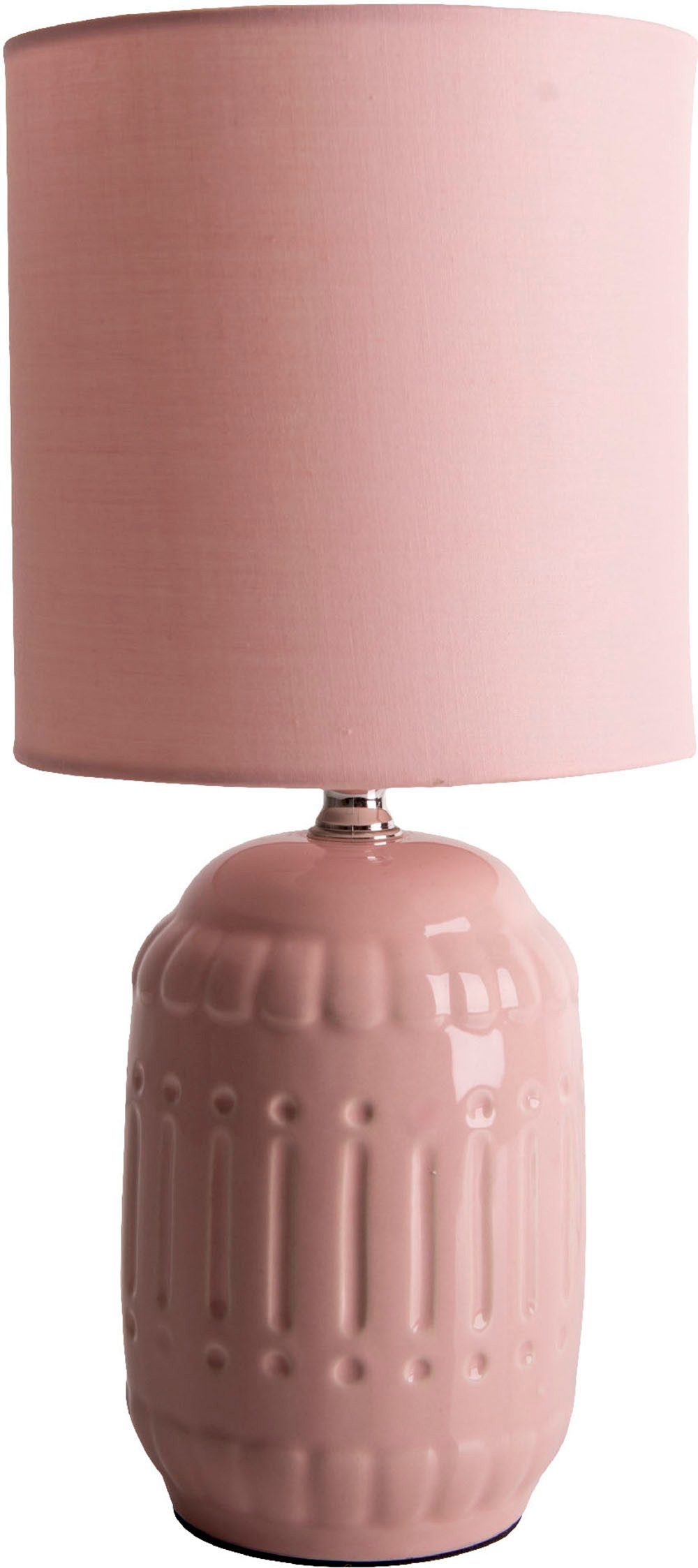 näve Tafellamp Erida Textielschaal, keramische voet, roze, 1x E14 excl., toevoer 120cm (1 stuk)