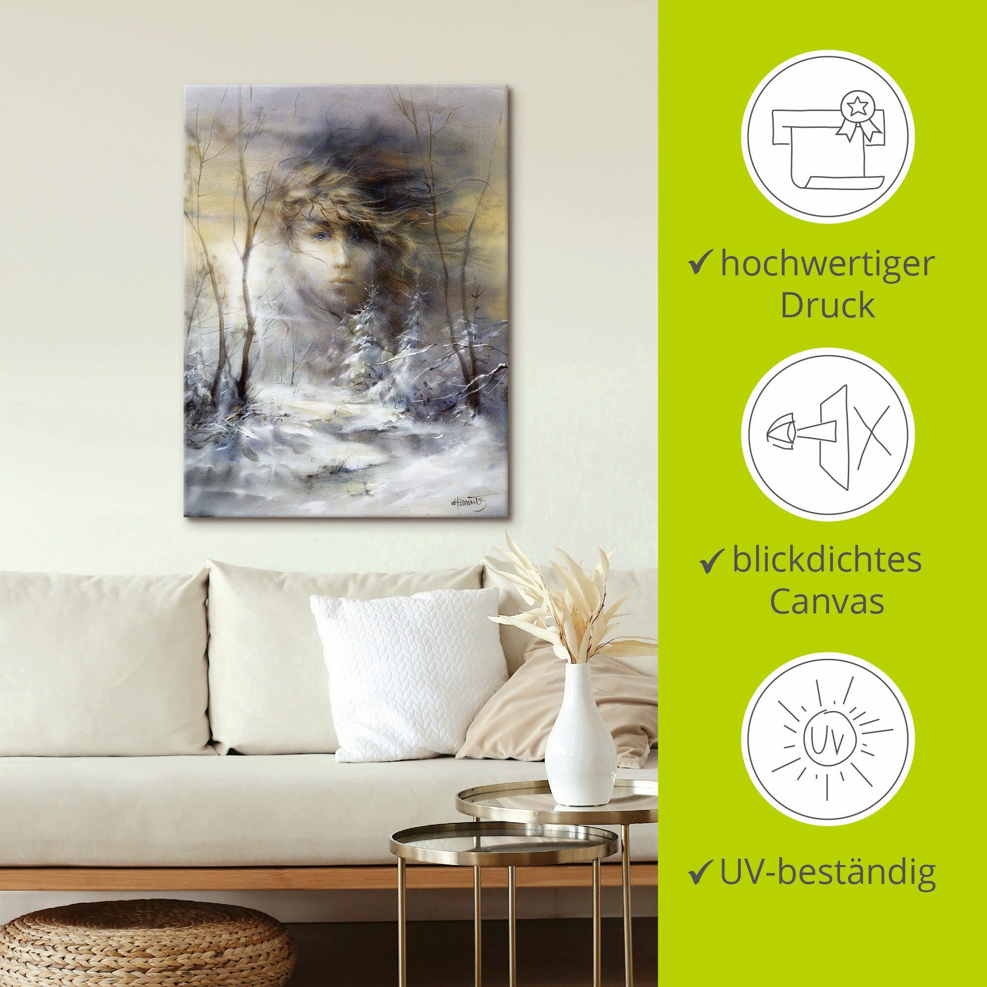 Artland Artprint op linnen Winter gespannen op een spieraam