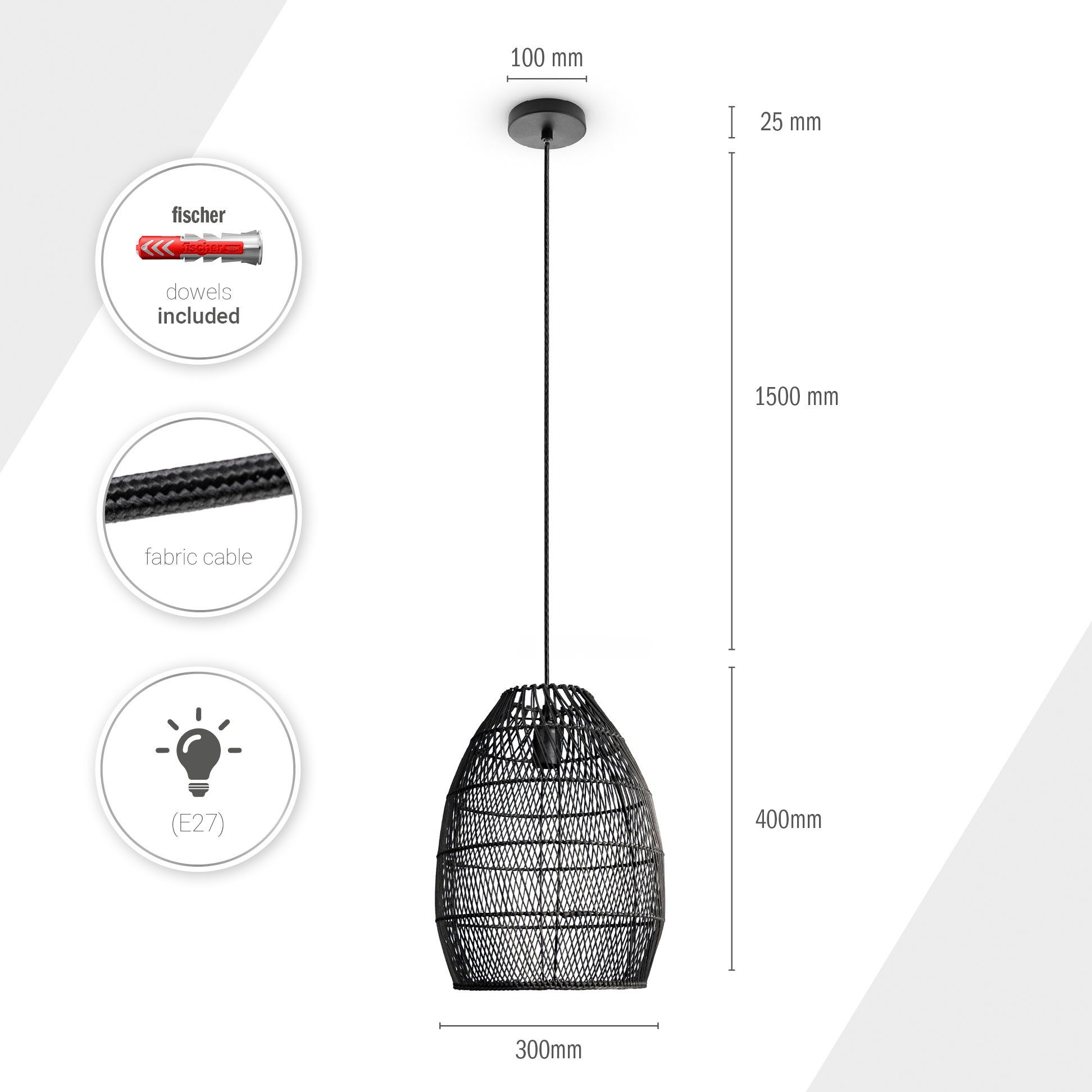 Paco Home Hanglamp VIHMA Rattan pendellamp mand eettafel lamp natuurlijk LED Boho rustiek E27
