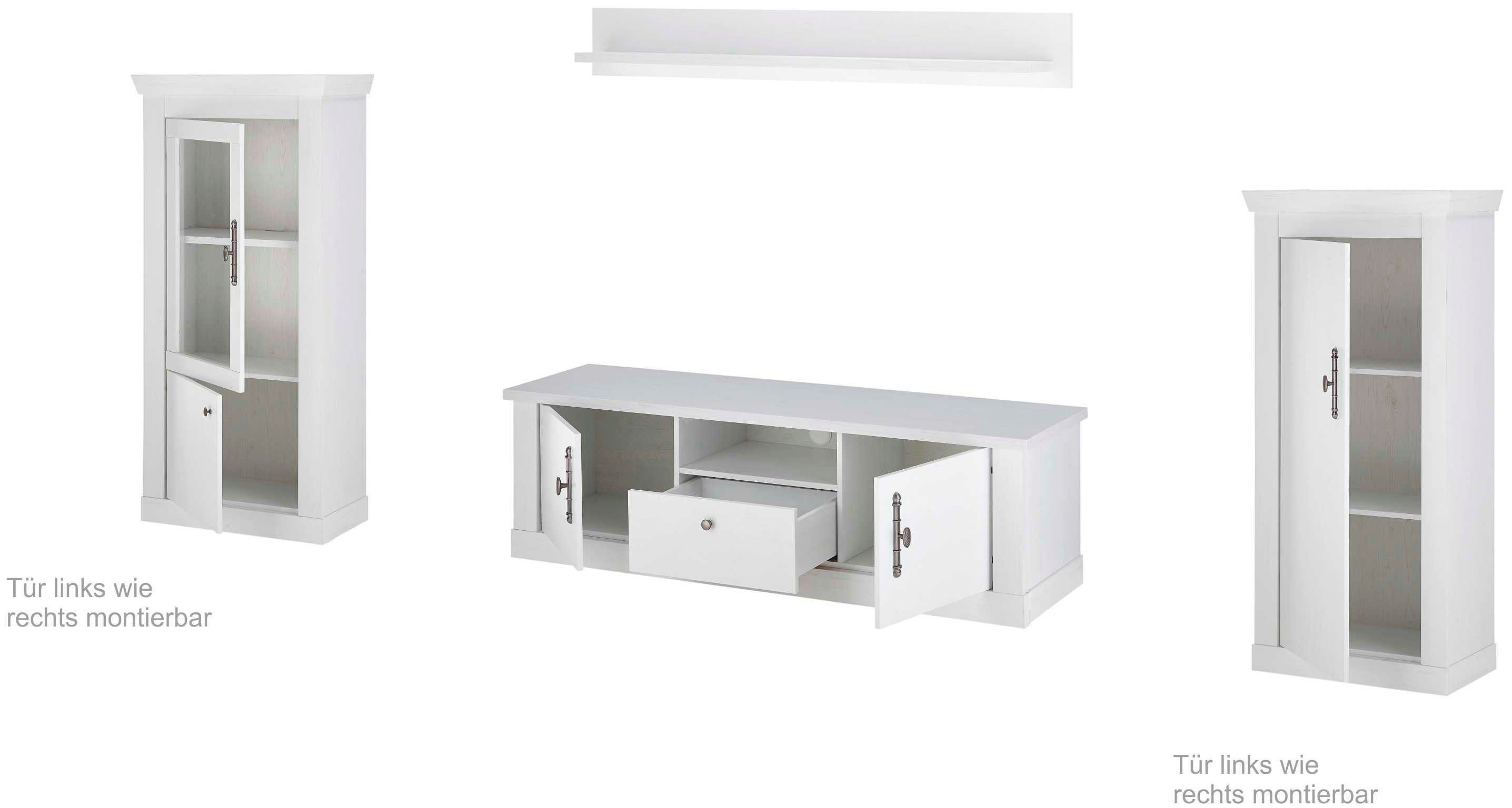 Home affaire Wandmeubel Ravenna in romantische landelijke stijl, grepen van metaal, soft-closefunctie (4-delig)