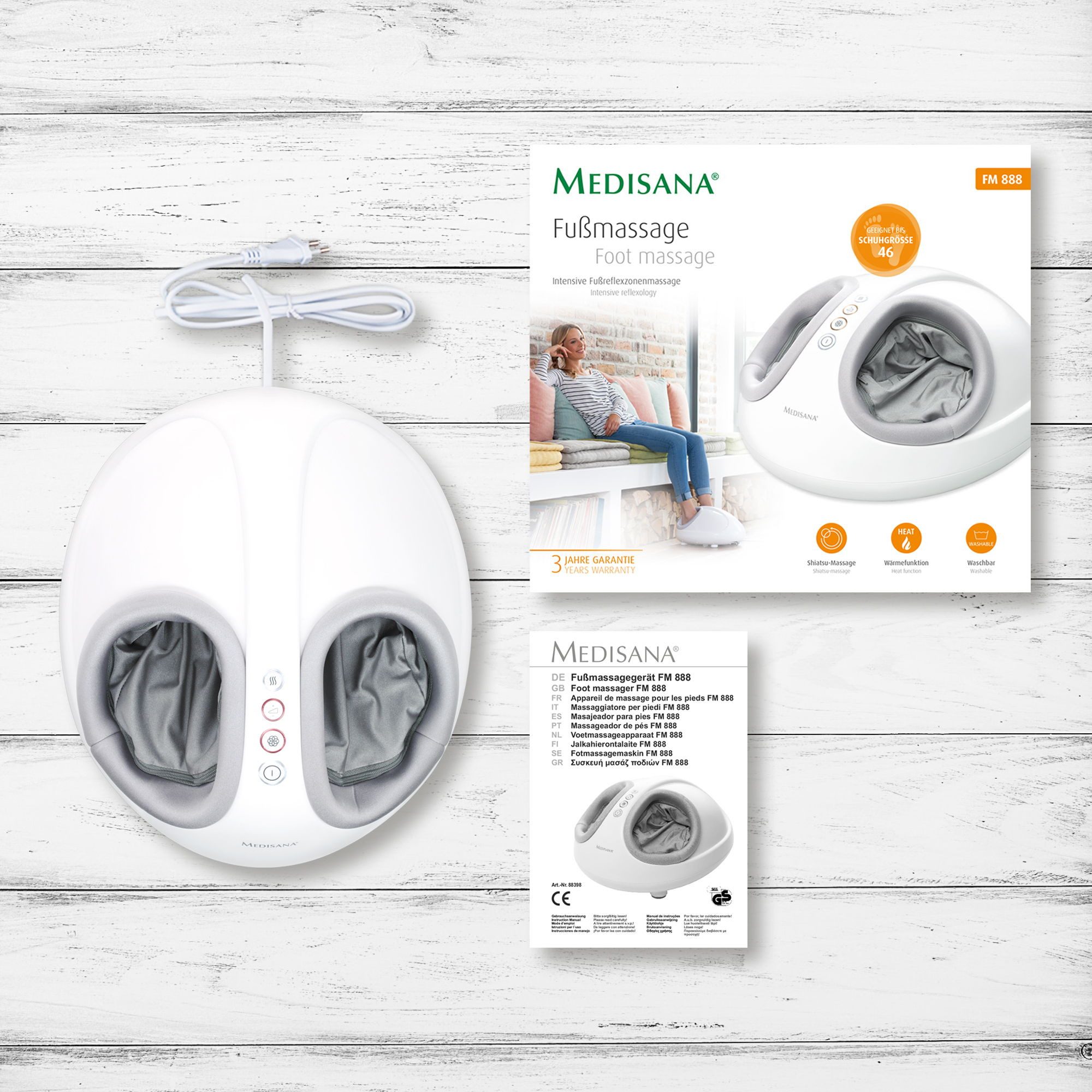 Medisana Voetmassage apparaat FM 888 Shiatsu-massage, compressiemassage, comfortabel tot schoenmaat 46