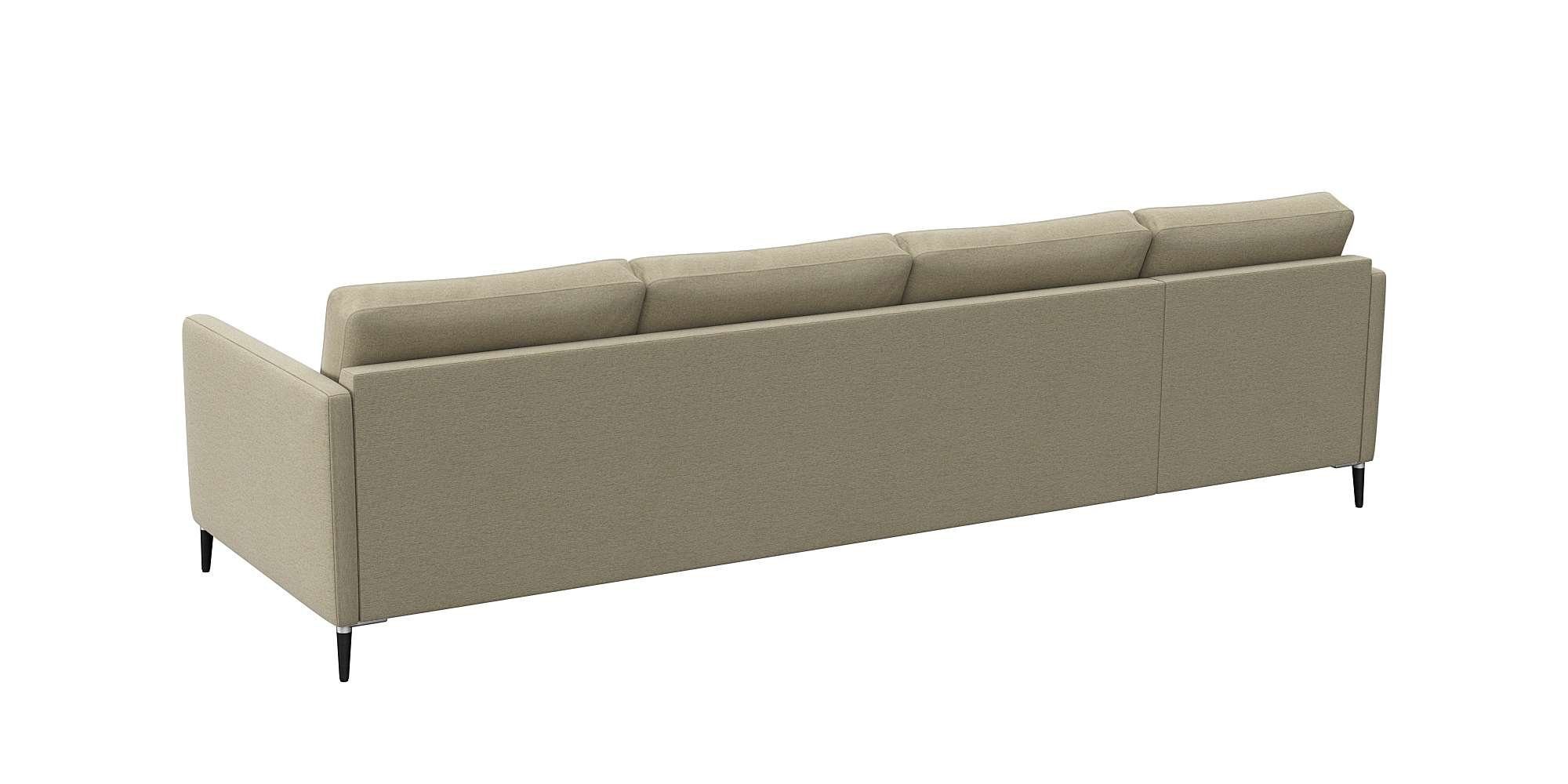 FLEXLUX Hoekbank Fiore, L-vorm smalle armleuningen, koudschuim, poten aluminium + zwart