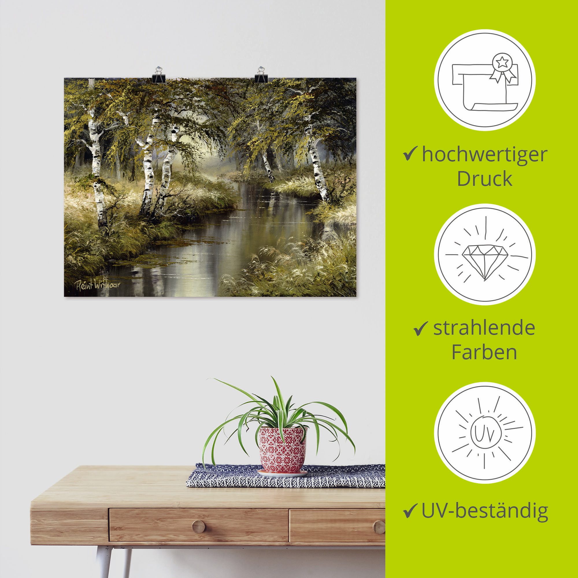 Artland Artprint Kanaal diep in het bos als artprint op linnen, poster, muursticker in verschillende maten