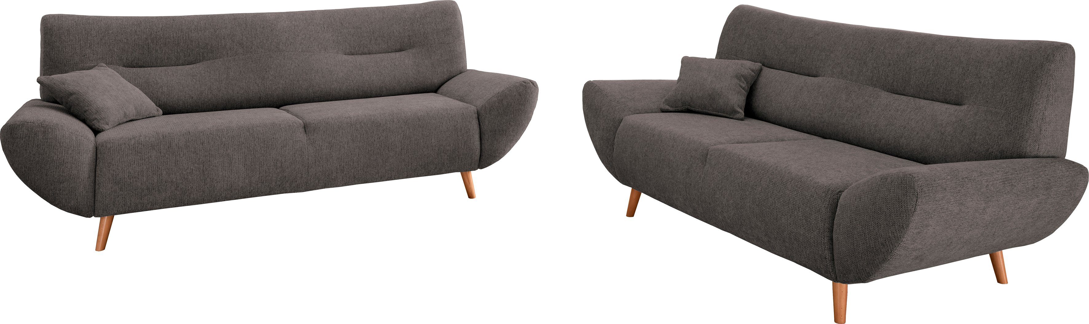 INOSIGN Zithoek Drago, modern en tijdloos, actuele vormtaal, comfortabel leverbaar als fauteuil/hoekbank, diverse stoffen, incl. 2 sierkussens (set, 2-delig)