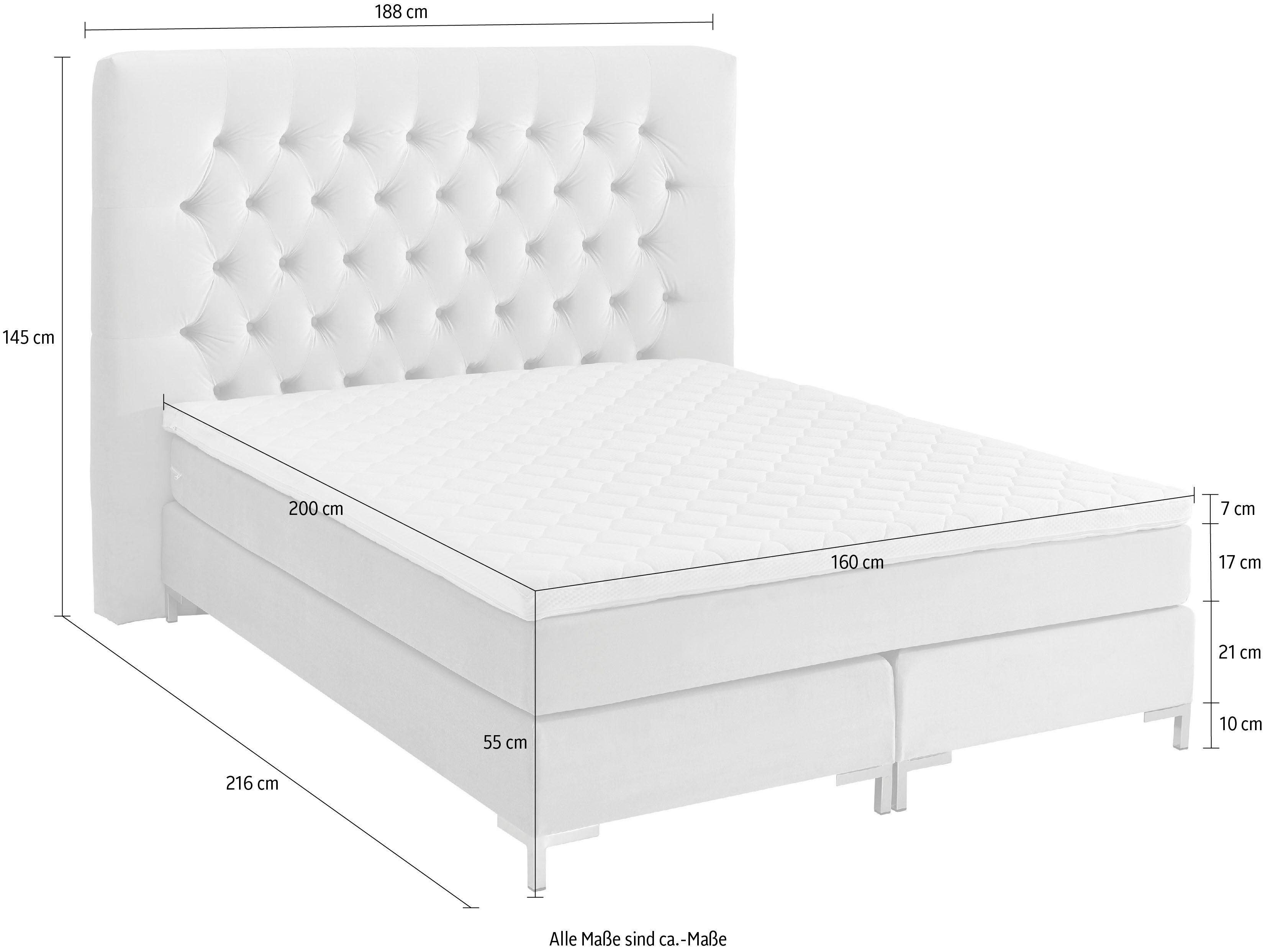 ATLANTIC home collection Boxspring Ronja met topmatras en extra hoog hoofdbord