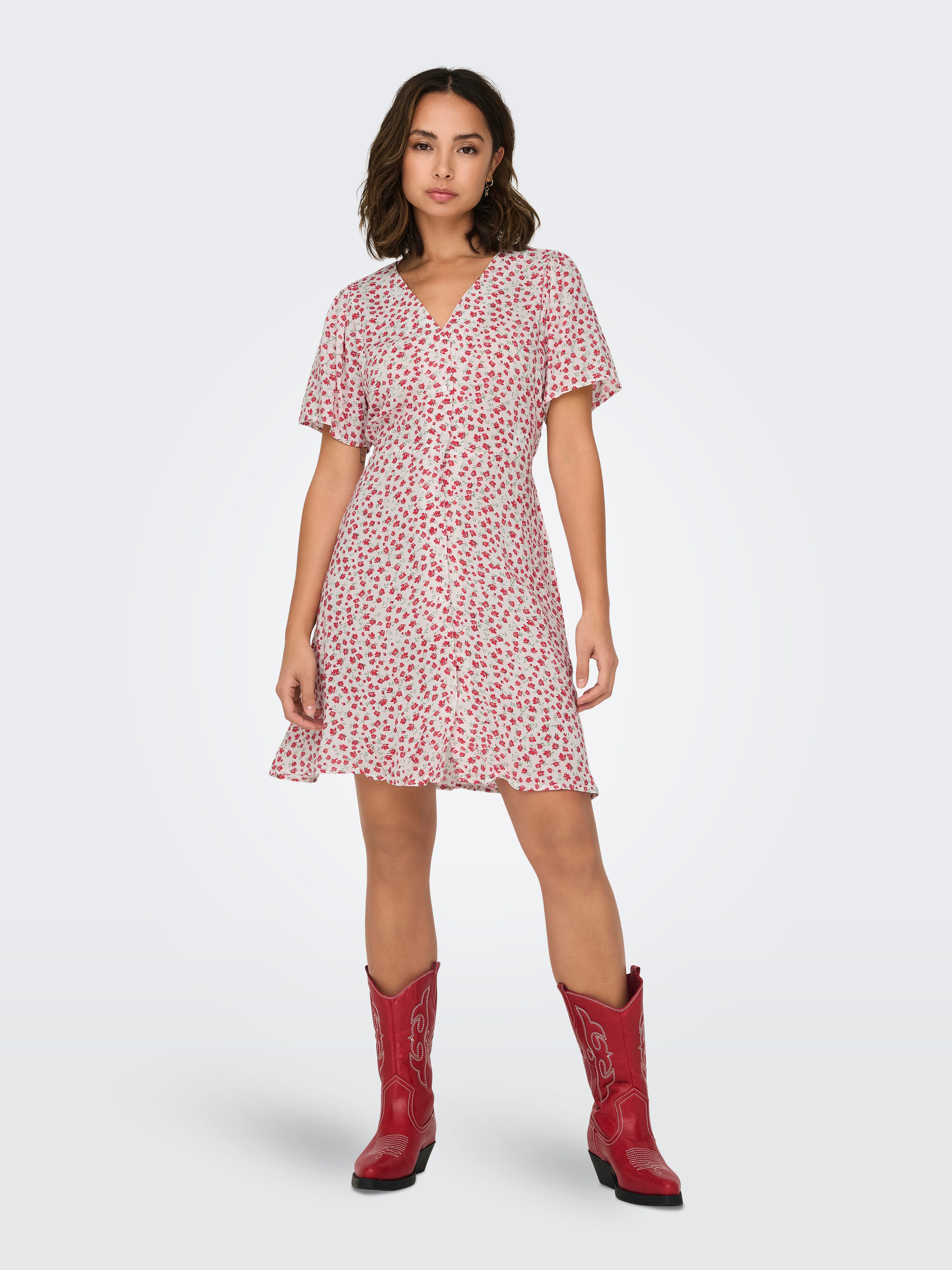 Only Mini-jurk ONLEVIDA S/S SHORT DRESS WVN NOOS