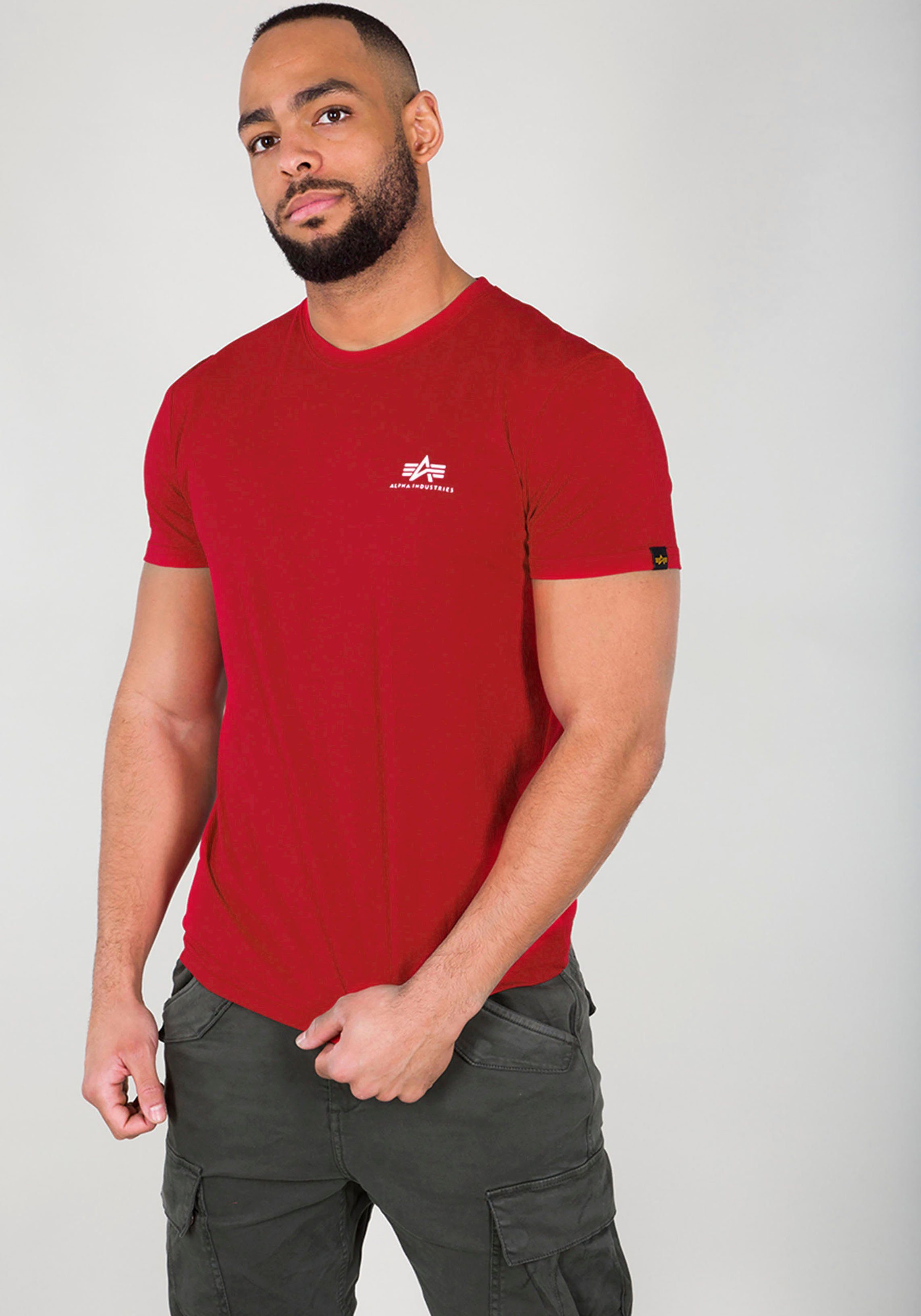 Alpha Industries Shirt met ronde hals BASIC T SMALL LOGO heren ronde hals maat M rood