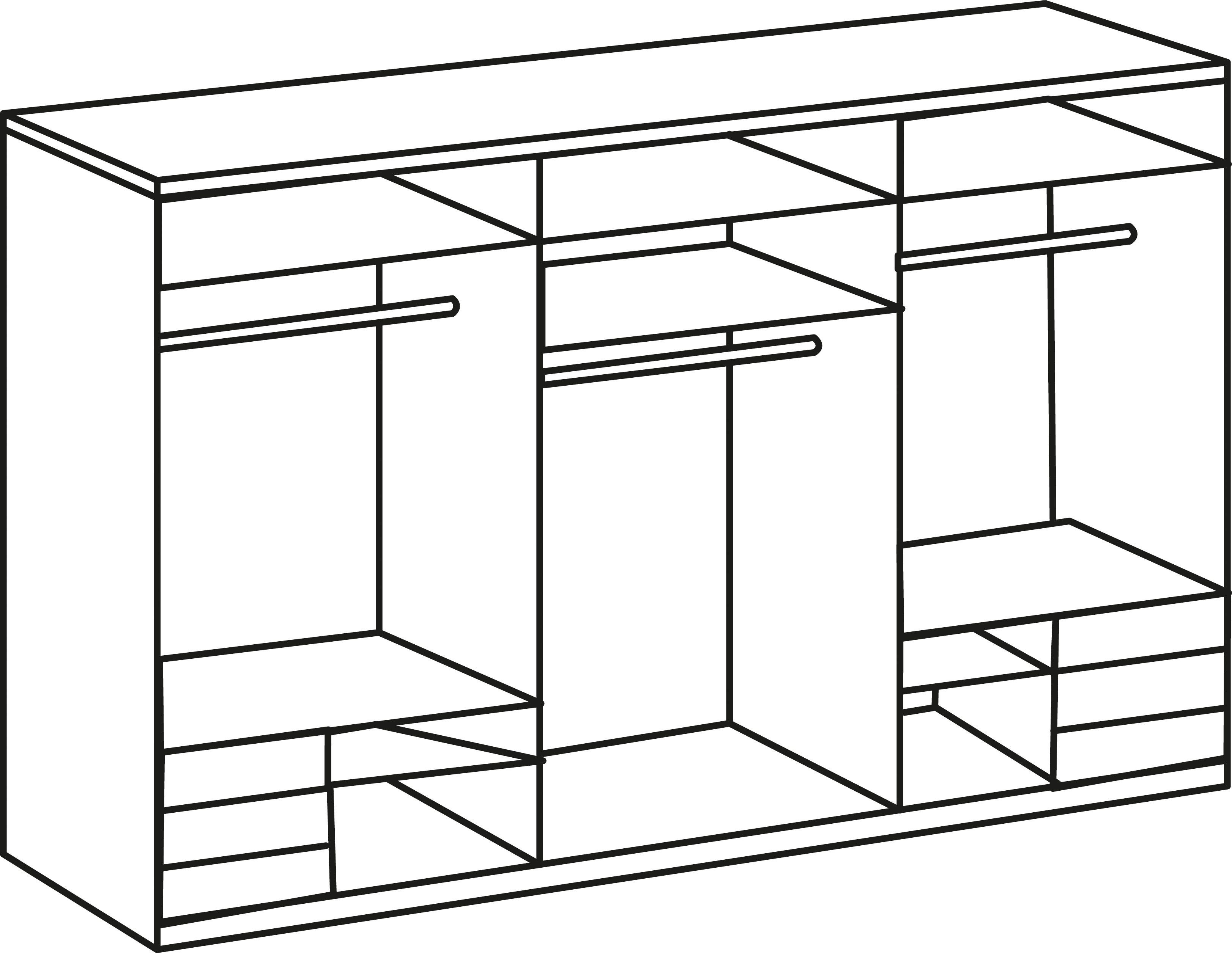 Wimex Zweefdeurkast Level by fresh to go met glazen deuren en synchroon openen