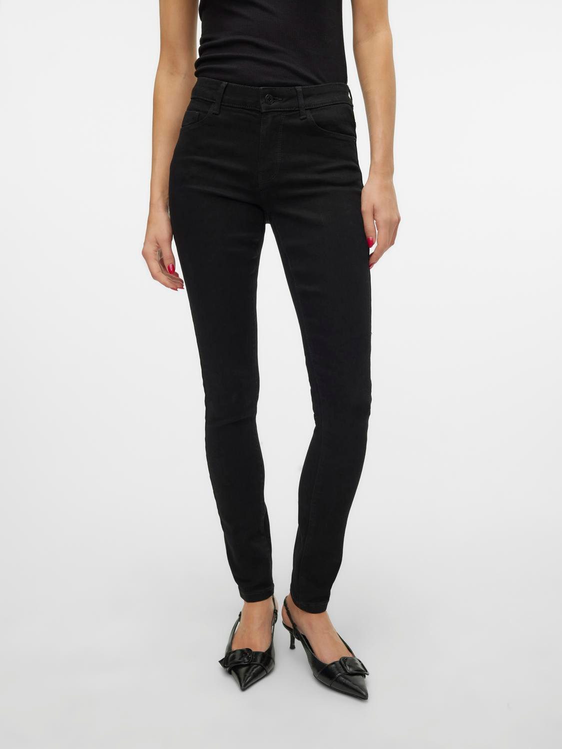 Vero Moda Skinny fit jeans VMELLY MR SKINNY JEANS BLK NOOS