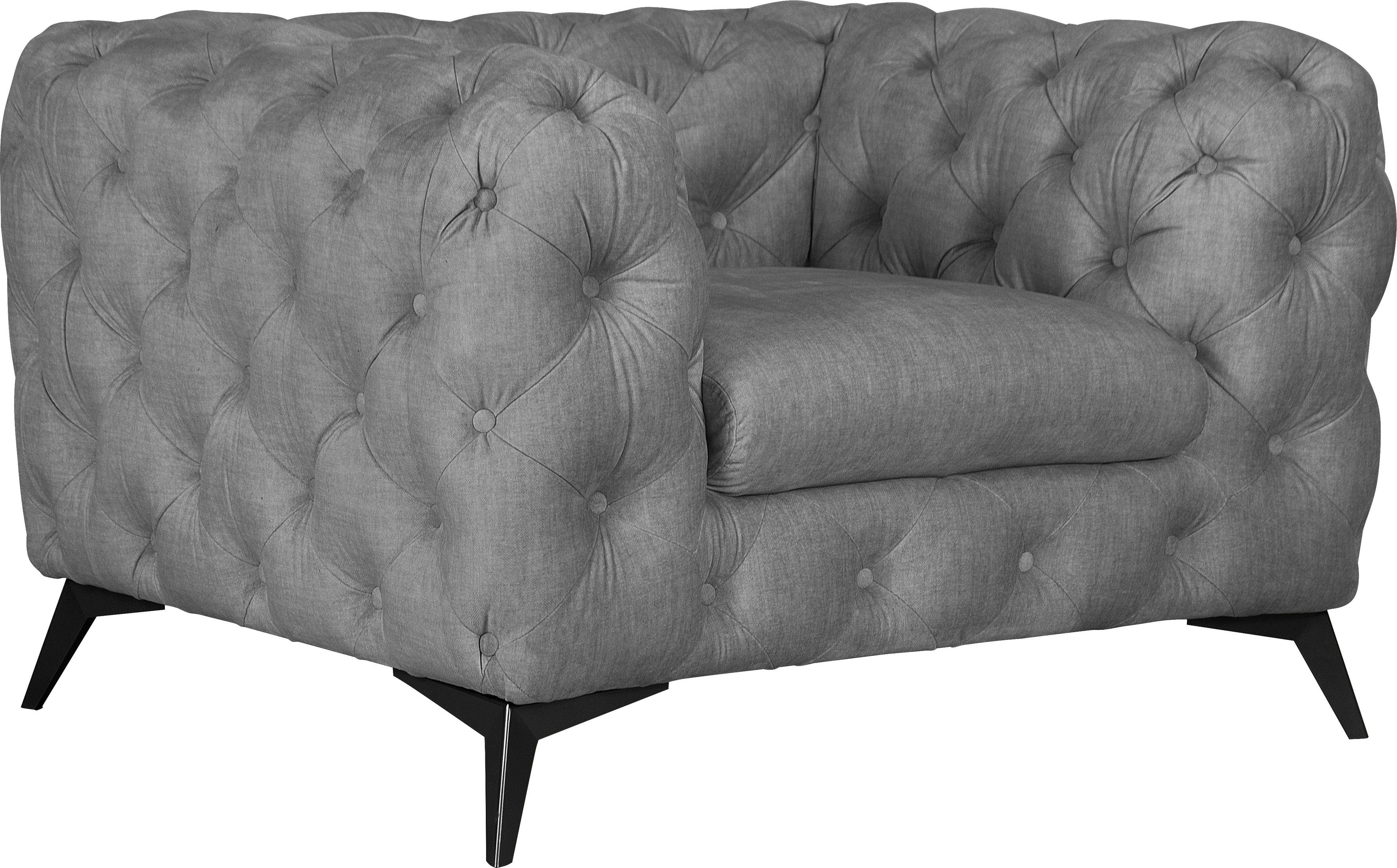 Leonique Chesterfield-fauteuil Glynis Fauteuil luxueuze capitonnage, moderne chesterfield look, kleur van de poten ter keuze