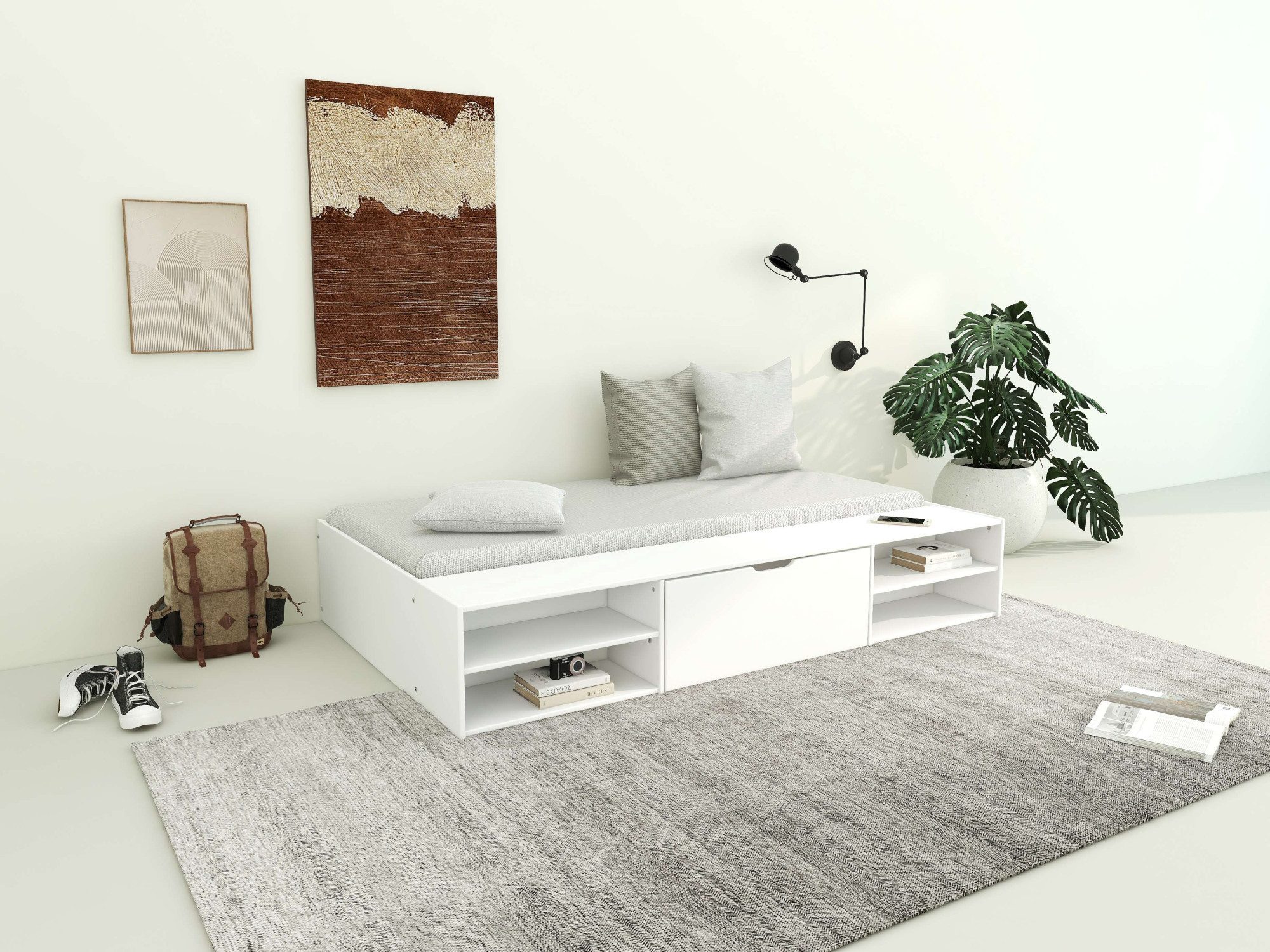 Home affaire Bed Magdala inclusief lattenbodem, veel opbergruimte, brede plank, fsc® gecertificeerd