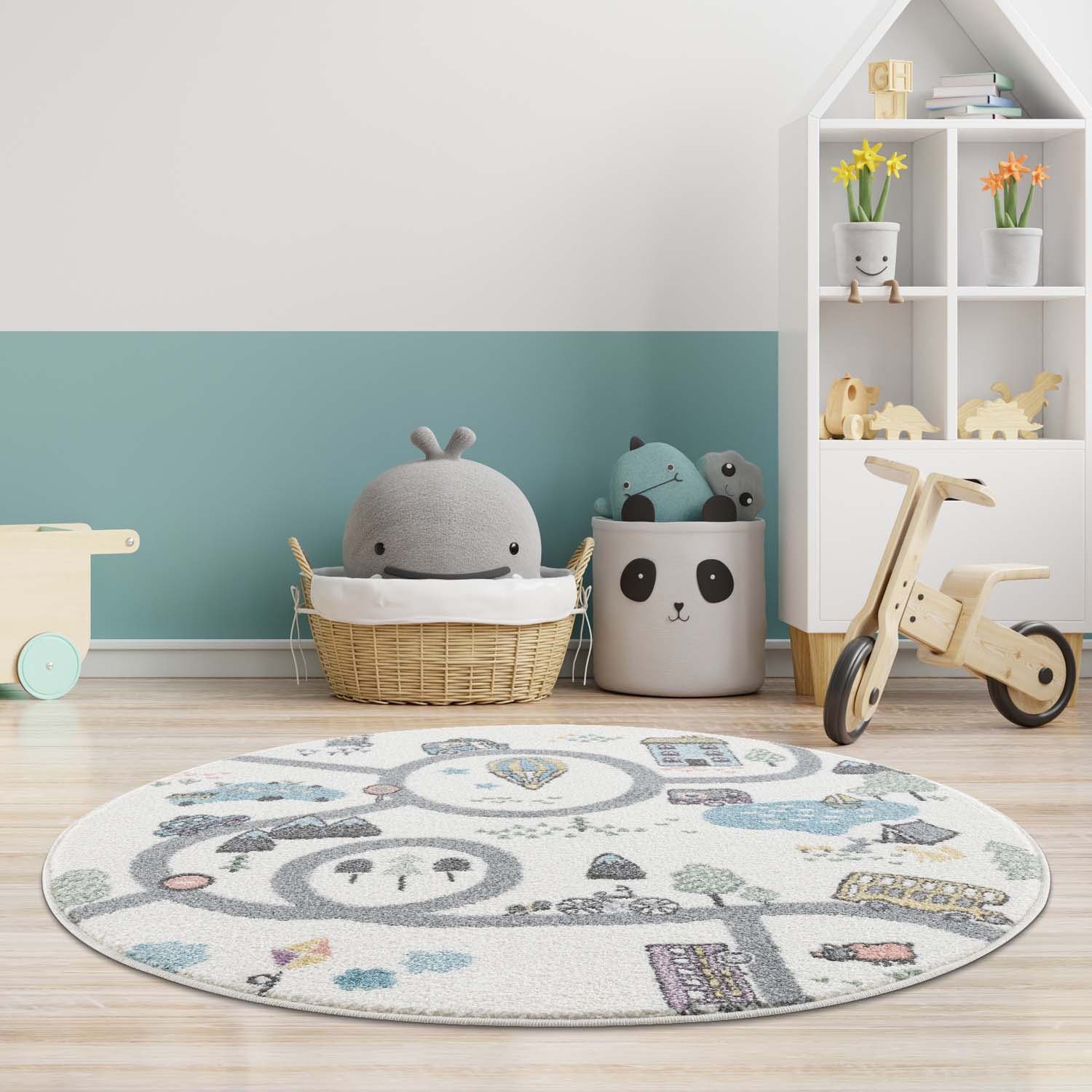 Carpet City Kindervloerkleed Anime9376 Straten-speel-vloerkleed, auto, zachte pool, gemakkelijk in onderhoud, kinderkamer