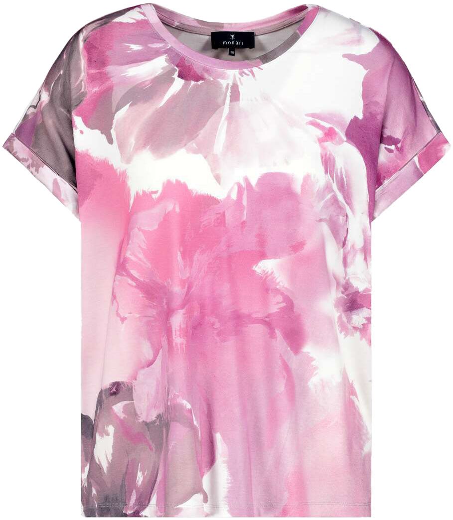 Monari Shirt met ronde hals Shirt met bloemenprint allover