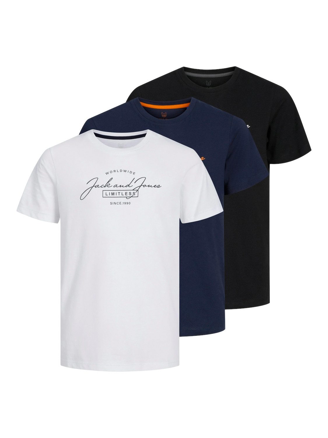 Jack & Jones Junior T-shirt JJFERRIS TEE SS CREW NECK 3PK MP JNR (set, 3-delig)