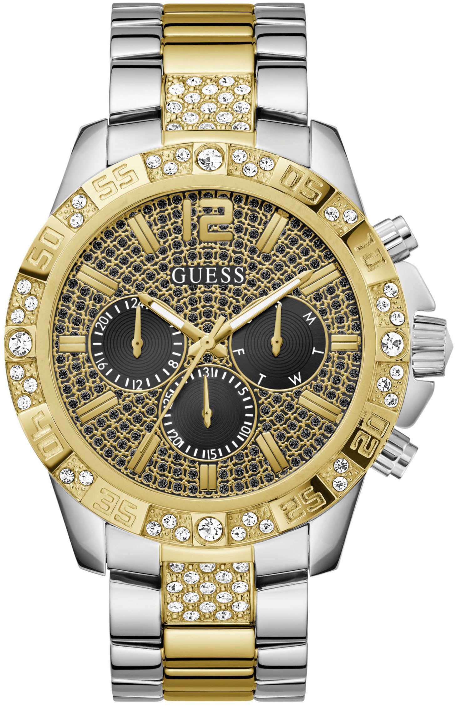 Guess Multifunctioneel horloge Majestic Quartzhorloge, horloge, heren, datum, 12/24-uurs weergave, kristalstenen
