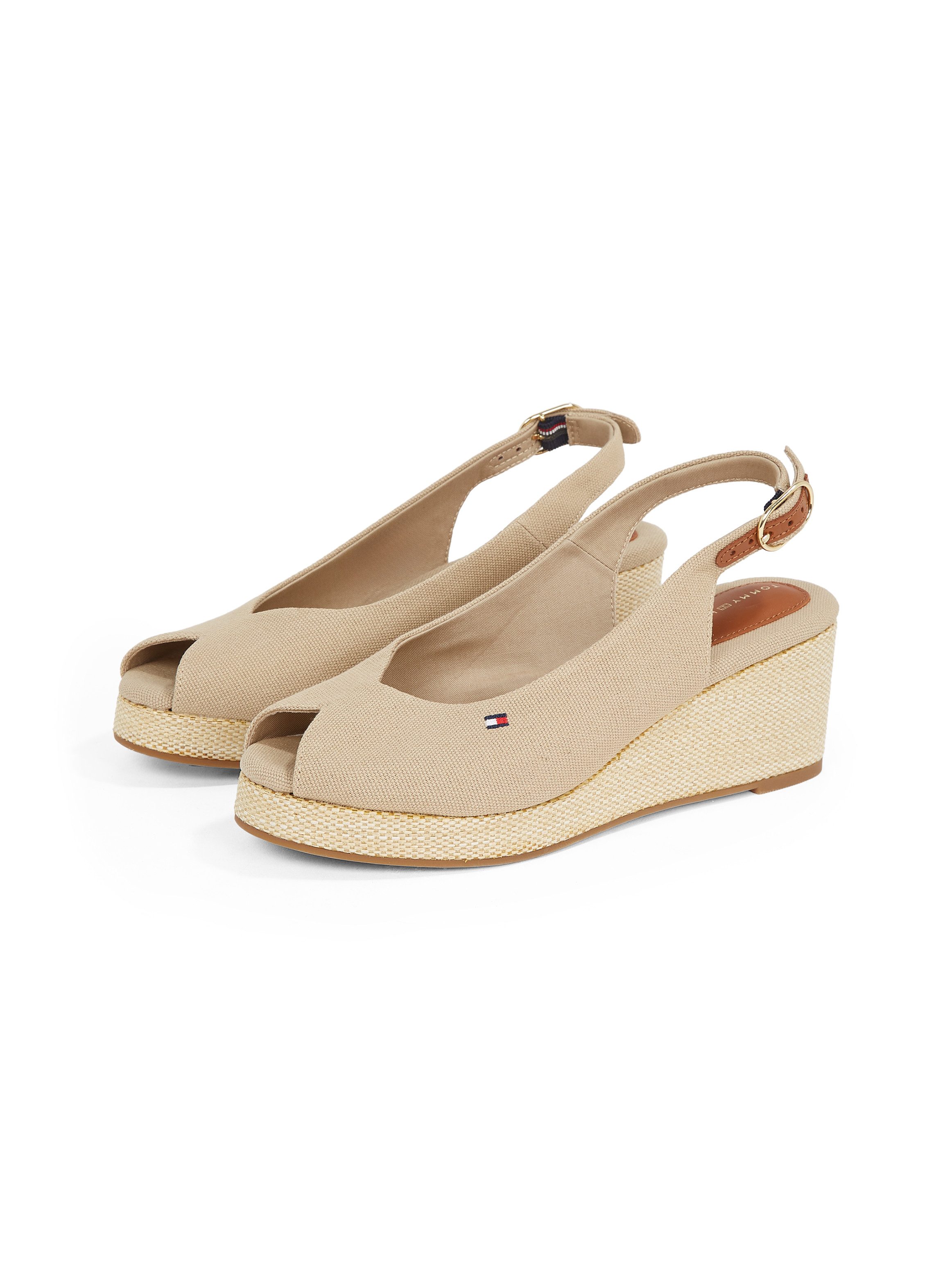 Tommy Hilfiger Sleehaksandaaltjes FLAG MID WEDGE ESPAD SLINGBACK , plateau, zomerschoen, riem-sandaal met verstelbare gesp