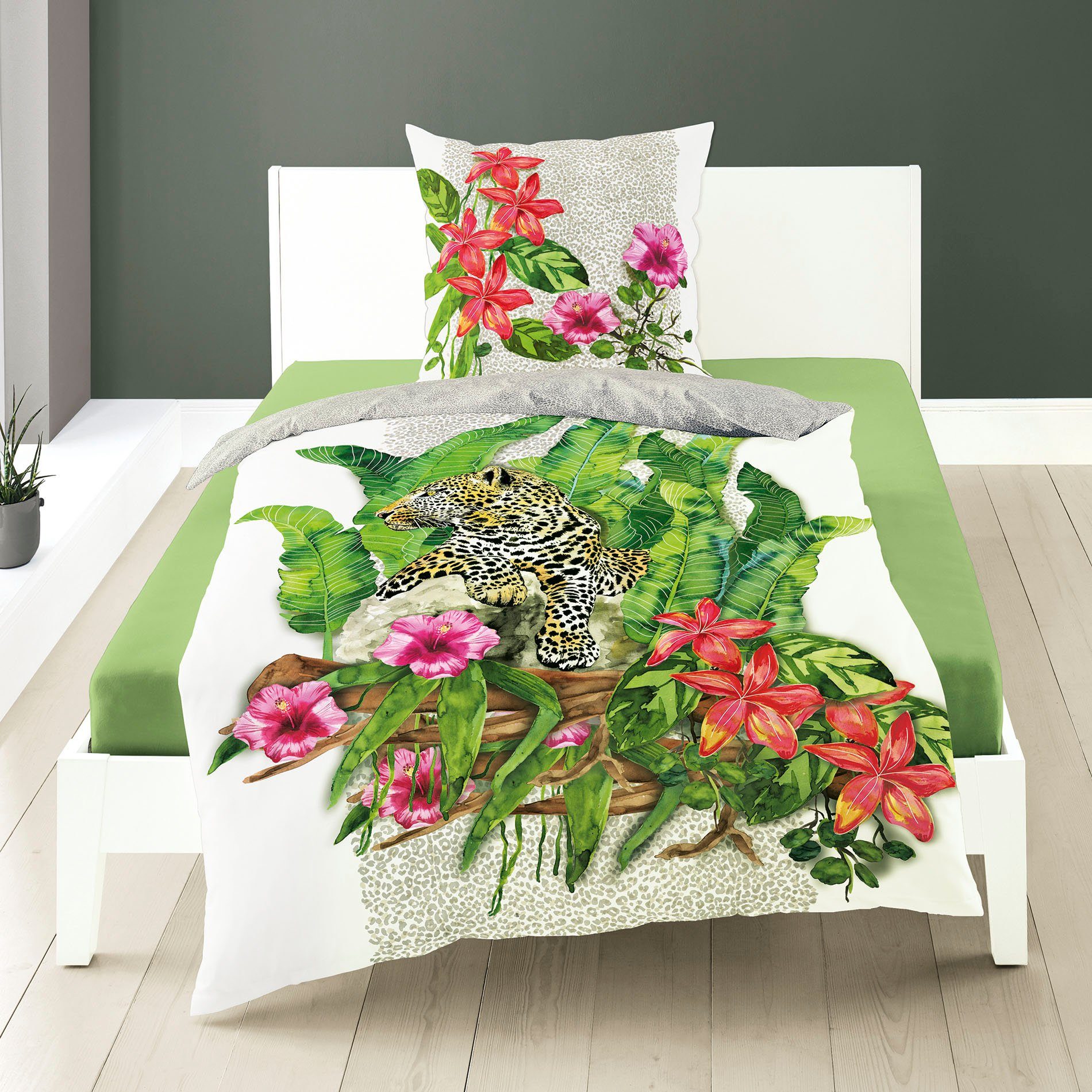 BIERBAUM Tweezijdig te gebruiken overtrekset Tijger met junglemotief (2-delig)
