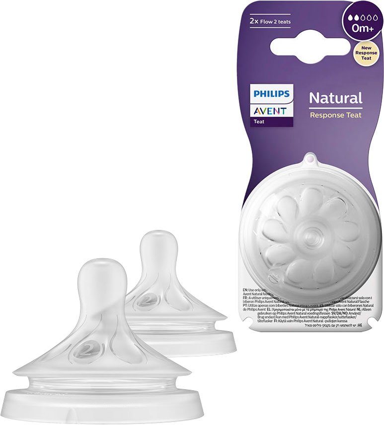 Philips AVENT Flesspeen Natural Response SCY962/02 2 stuks met anti-koliek ventiel, vanaf 0 maanden